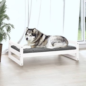vidaXL Hundekorb Hundebett Weiß 105,5x75,5x28 cm Massivholz Kiefer Körbchen Bett Hund