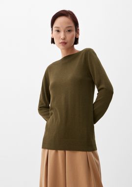 s.Oliver Strickpullover Pullover mit U-Boot-Ausschnitt Rippblende