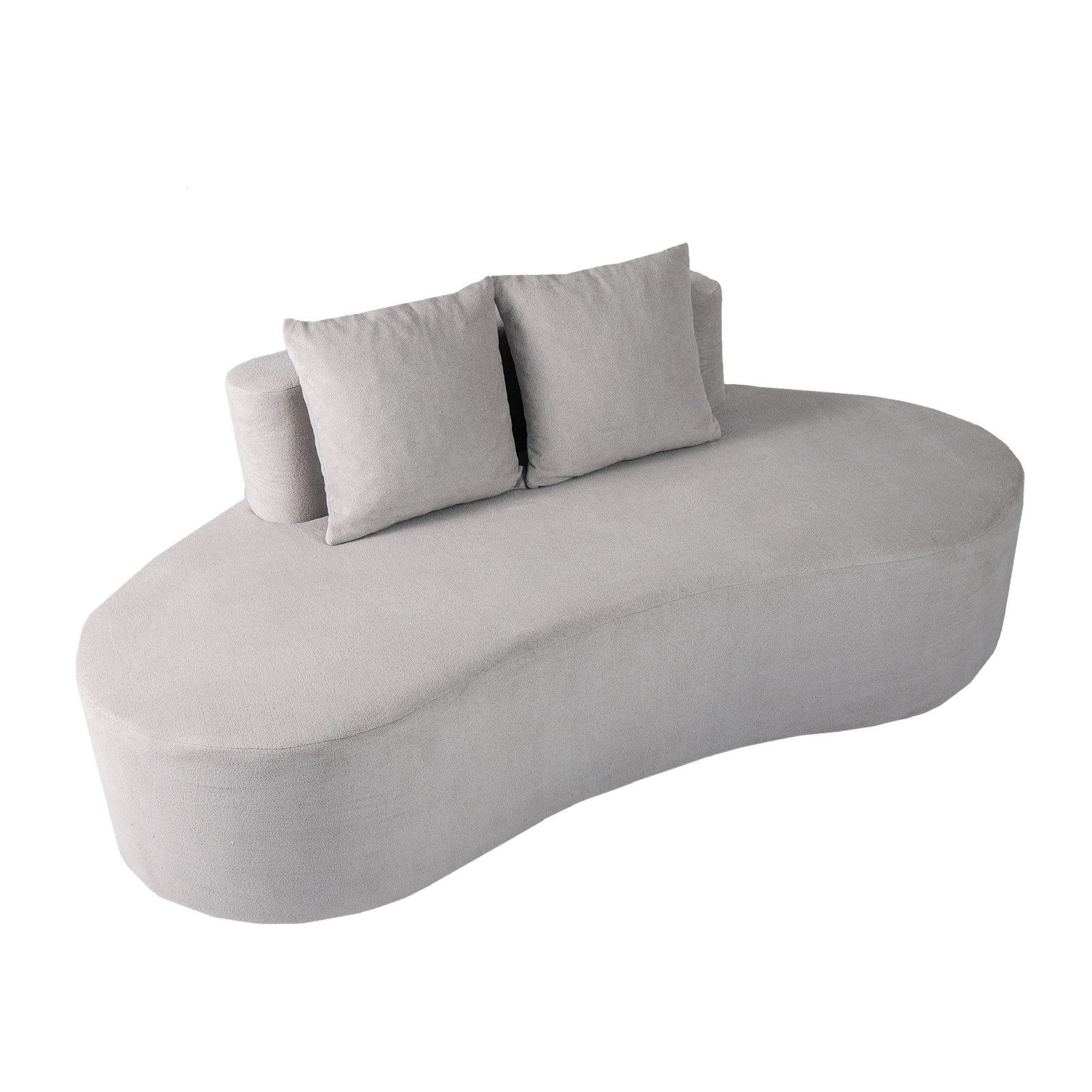 KOMFOTTEU Sofa, Schlafsofa, gebogenes Sofa mit 2 Kissen & niedrige Rückenlehne
