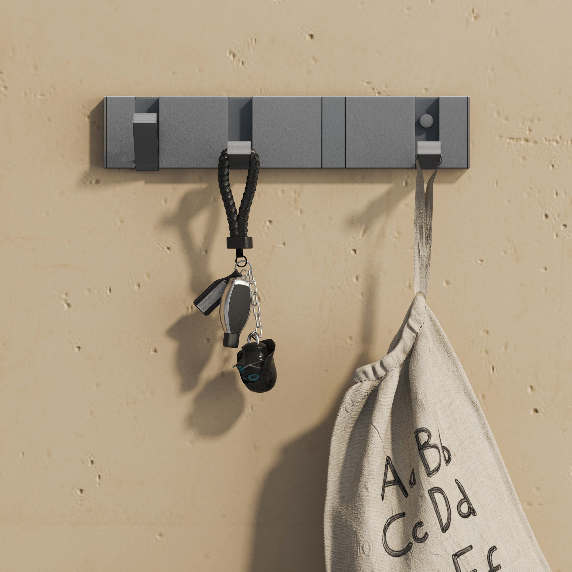 doporro Wandgarderobe Garderobenhaken Wandhaken Garderobenleiste aus Alu mit 4/6 Haken