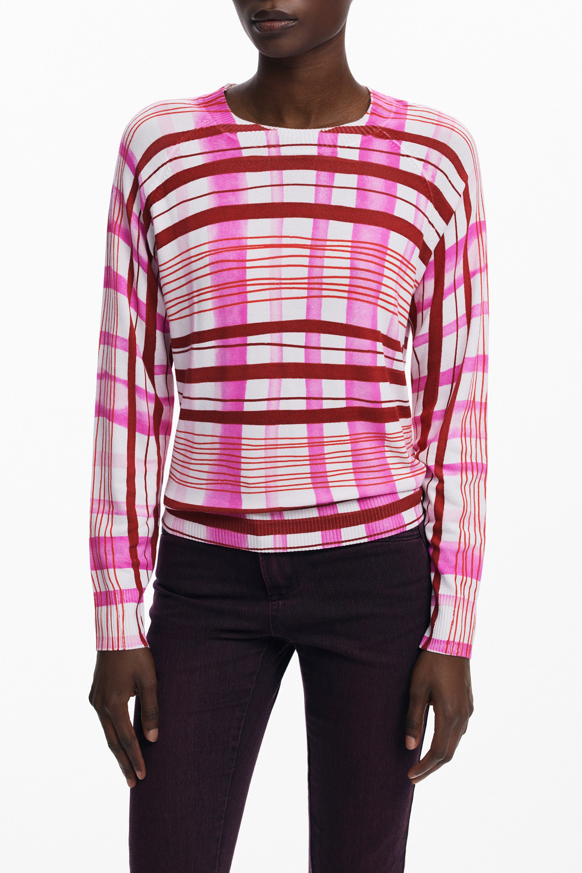 Desigual Вязаные свитера Rosa Damenpullover mit Kontrastdetails und Rundhalsausschnitt