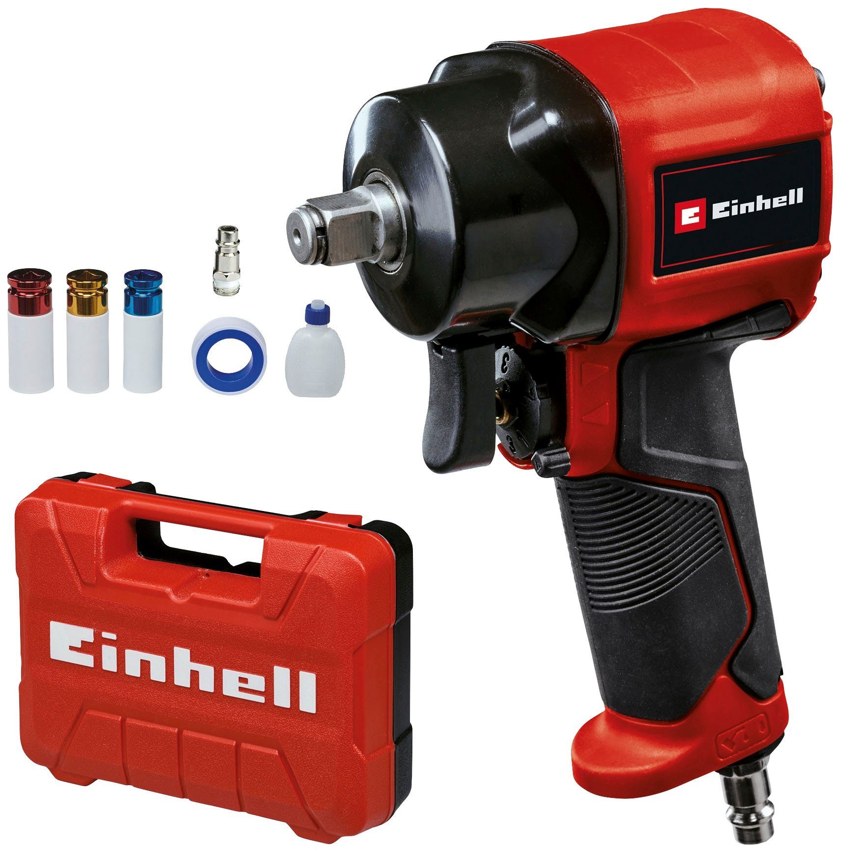 Einhell Druckluft-Schlagschrauber TC-PW 610 Compact, 9000 U/min, inkl. 3 Stecknüsse 17/19/21mm, inkl. Aufbewahrungskoffer