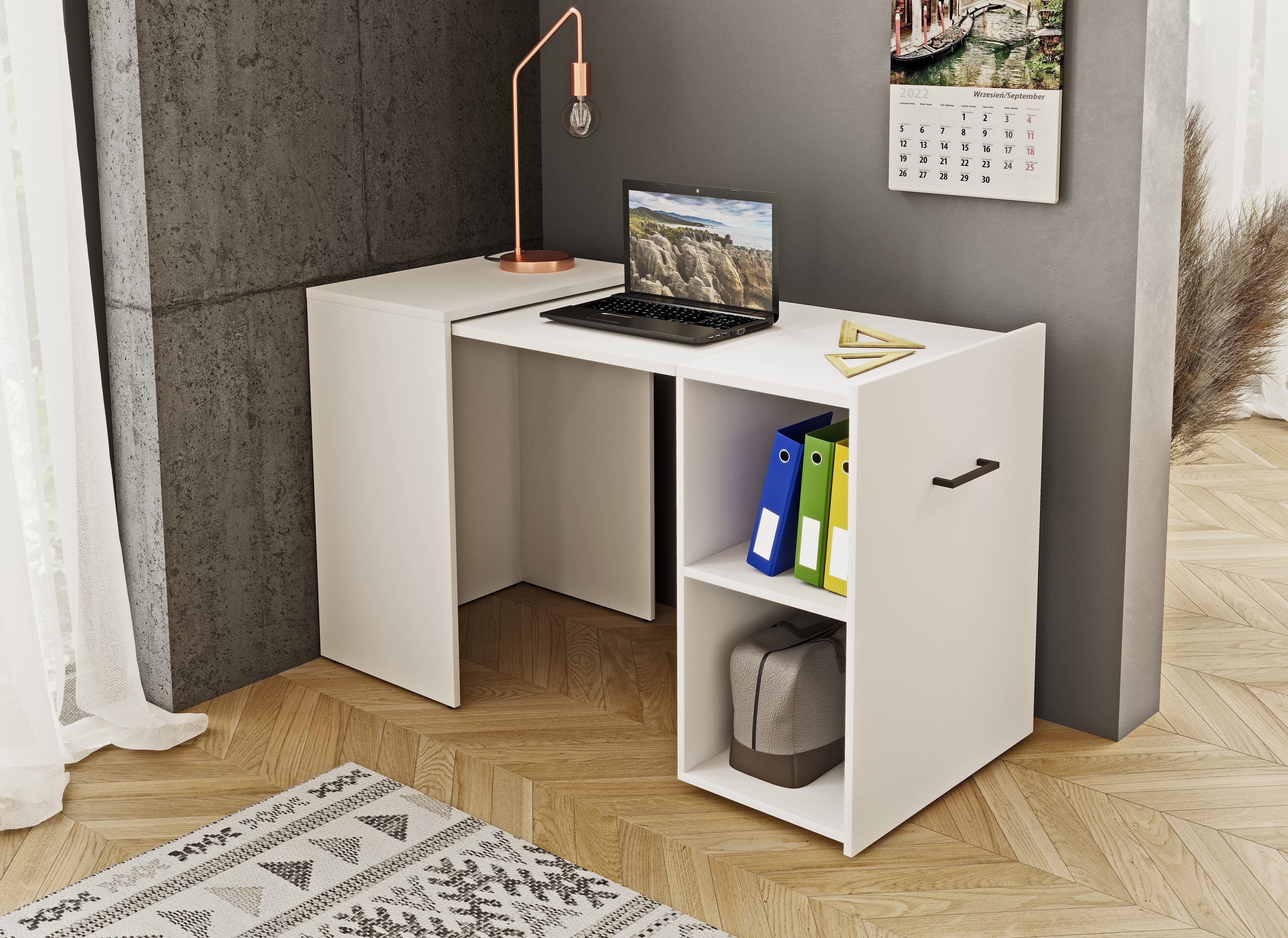 Masseno Schreibtisch INTELLO 131,5 x 75 cm Weiß