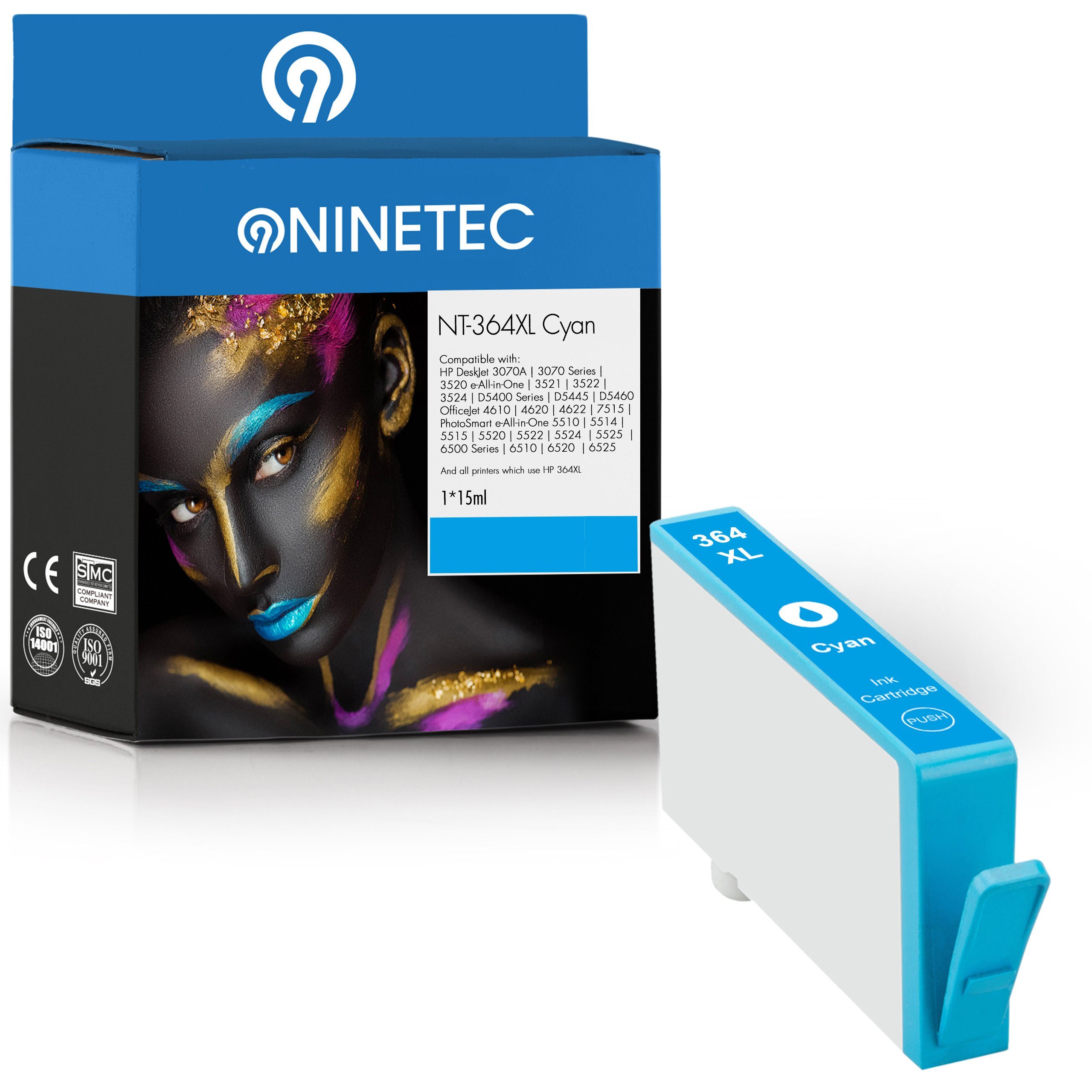 NINETEC ersetzt HP 364XL 364 (CB323EE) XL Tintenpatrone Cyan