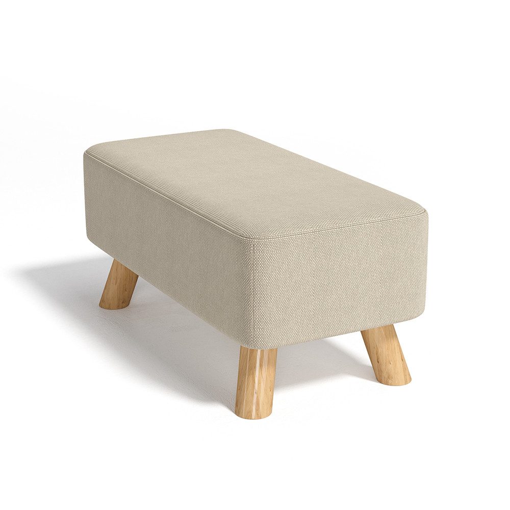 LIVINGANDHOME Fußhocker Rechteckiger Polsterhocker mit abgerundeter Tofu-Form (1 St), mit massiven Eichenholzbeinen, 57×28×25.7cm