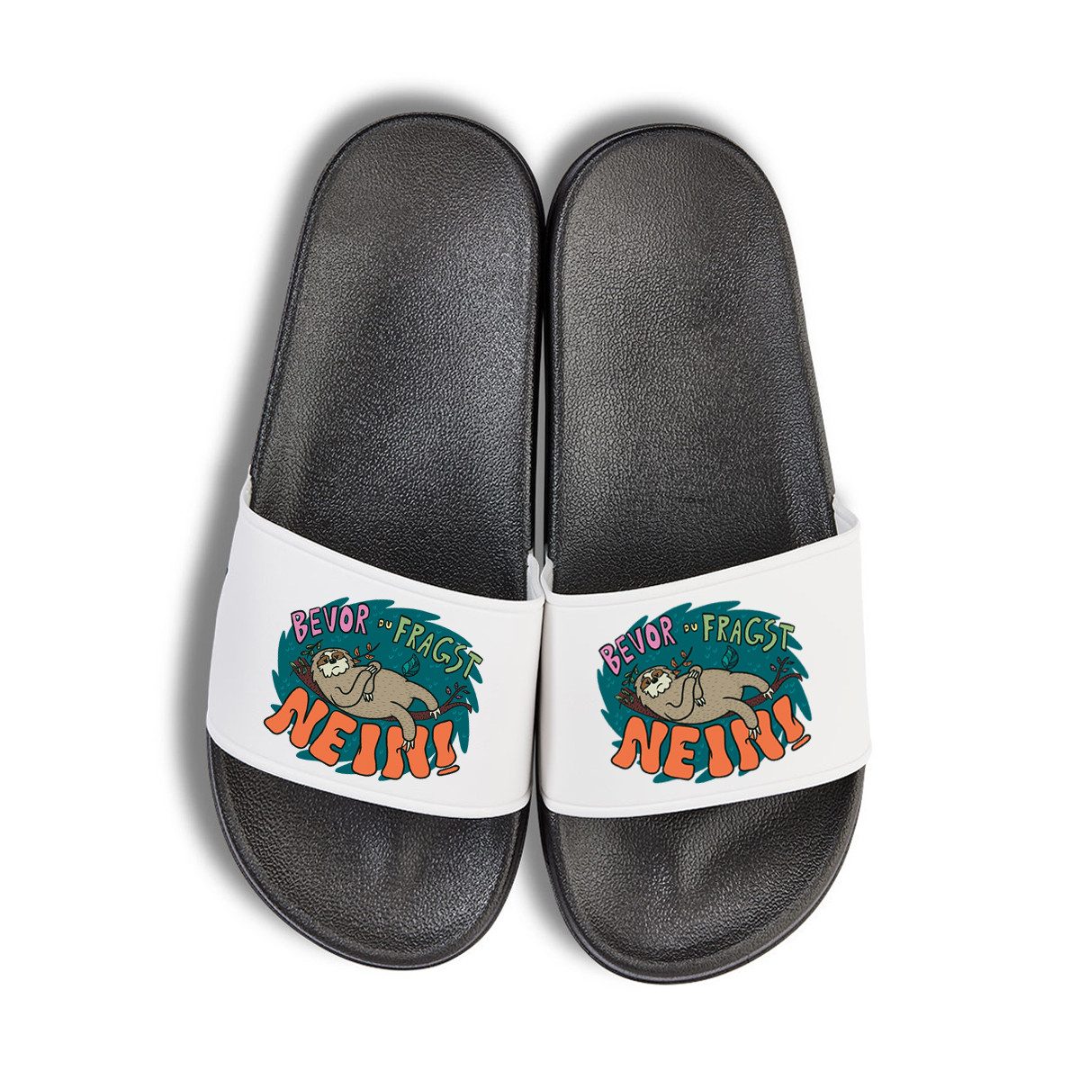 Youth Designz Faultier Nein Unisex Badelatschen Flip Flops Badeschuh mit lustigen Spruch für Damen und Herren