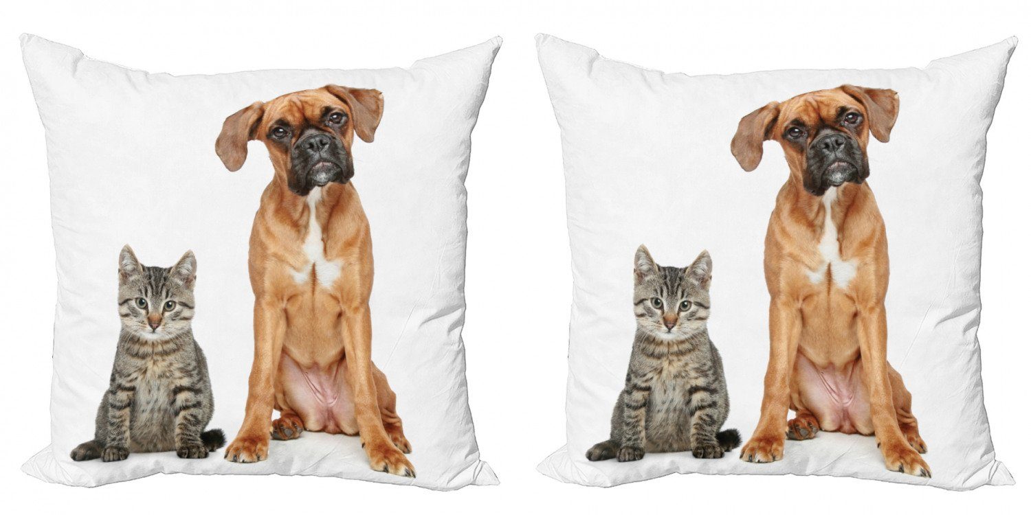Kissenbezüge Modern Accent Doppelseitiger Digitaldruck, Abakuhaus (2 Stück), Boxer-Hund Katze Hund Tierfreund-