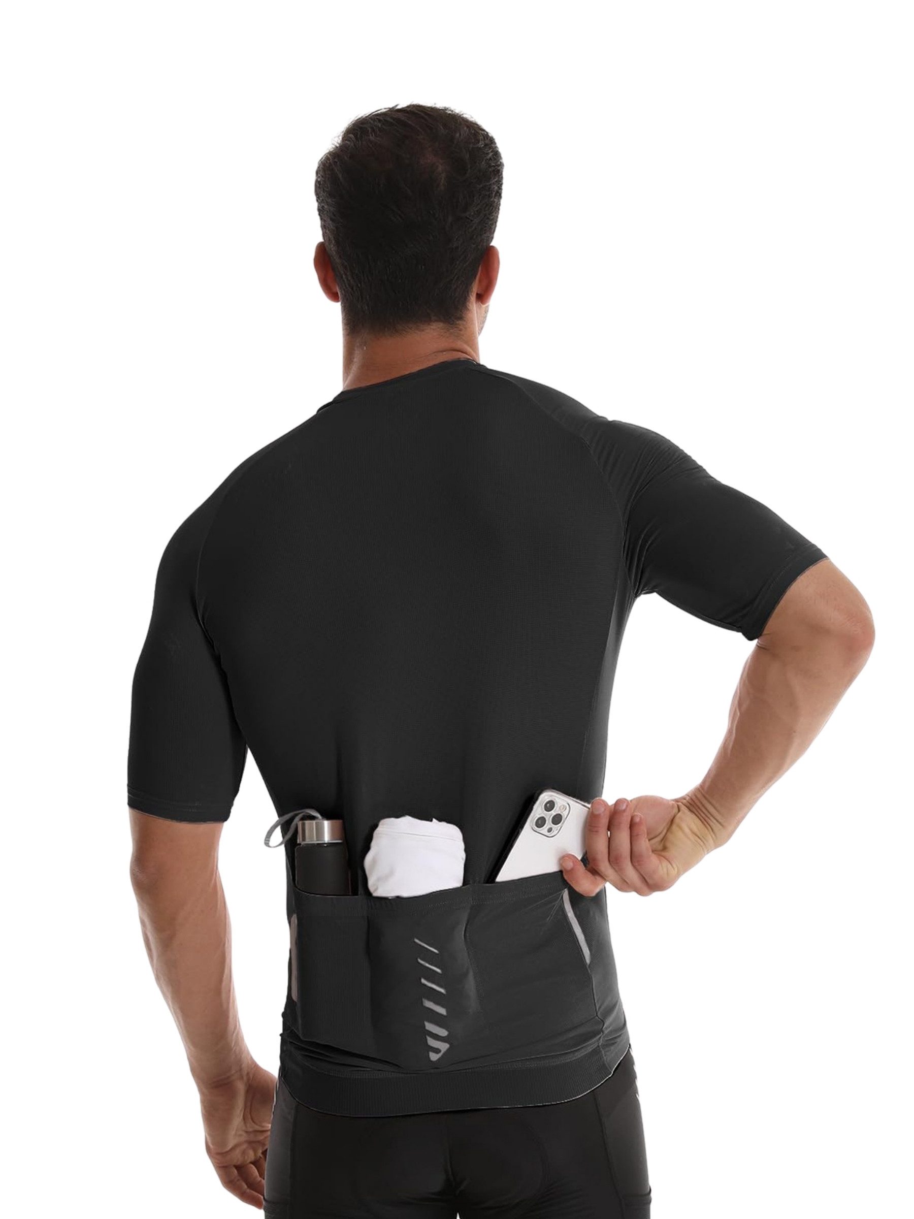 Wulibike Radtrikot Kurzarm atmungsaktiv Sommer Mesh Reflektoren Silikon-Grip Slim Fit (1-tlg) Reflektoren, rutschfestes Silikonband