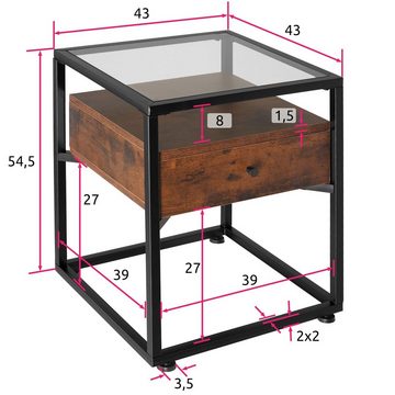 tectake Nachttisch Preston (1-St., 1 tlg), Höhenverstellbare Kunststofffüße