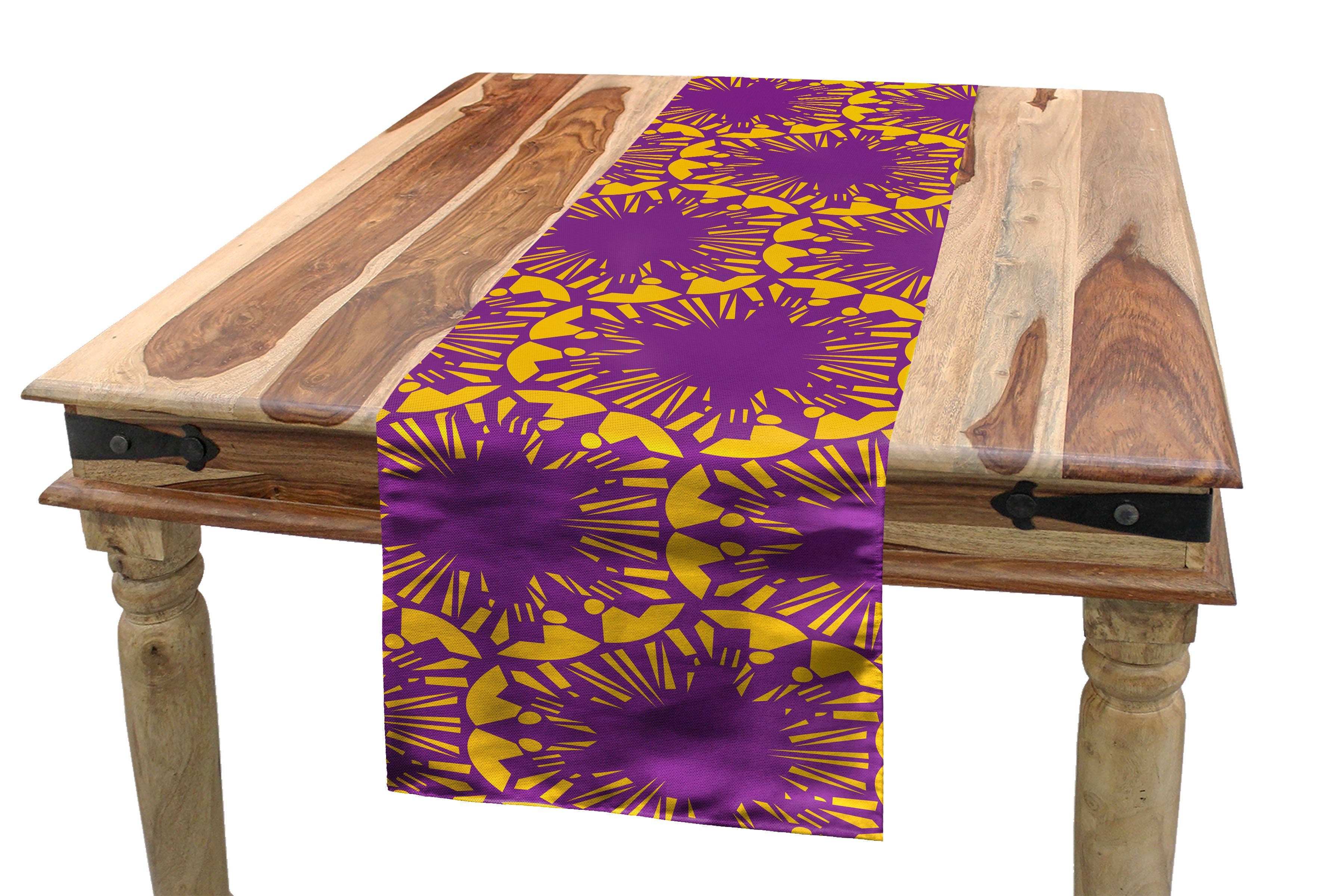 Tischläufer, Abakuhaus Dekorativer Abstrakt Rechteckiger Creative-Bicolor-Kreise Küche Esszimmer Tischläufer