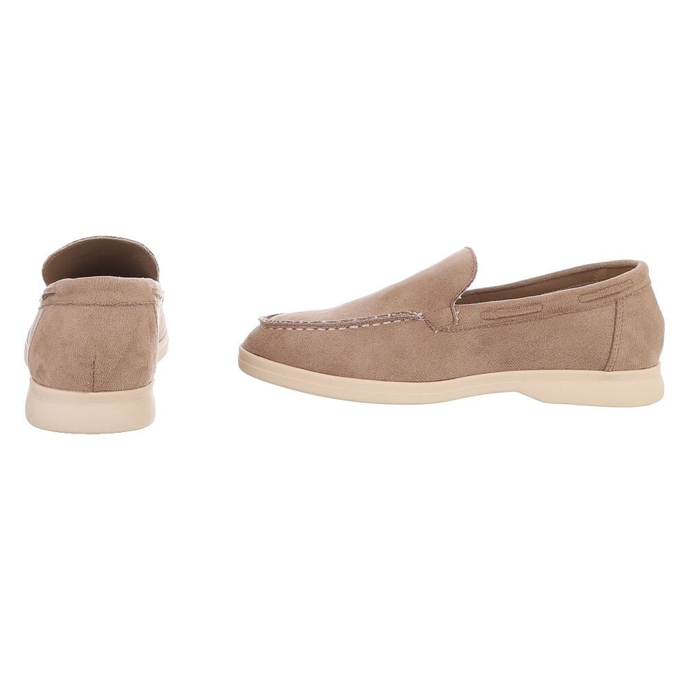 Ital-Design Eleganter Damen Slip-On Schuh mit hohem Tragekomfort Slipper (90927376) Blockabsatz Mokassins in Hellbraun