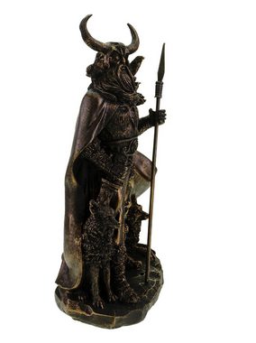 Kremers Schatzkiste Dekofigur Gott Odin mit seinen Raben Wölfen - 36 cm - BLACK EDITION -