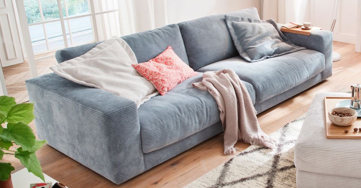 Natur24 Sofa Sofa Seitneves 2-Sitzer 230x127 Cord Light Blue Sitzgruppe Couch