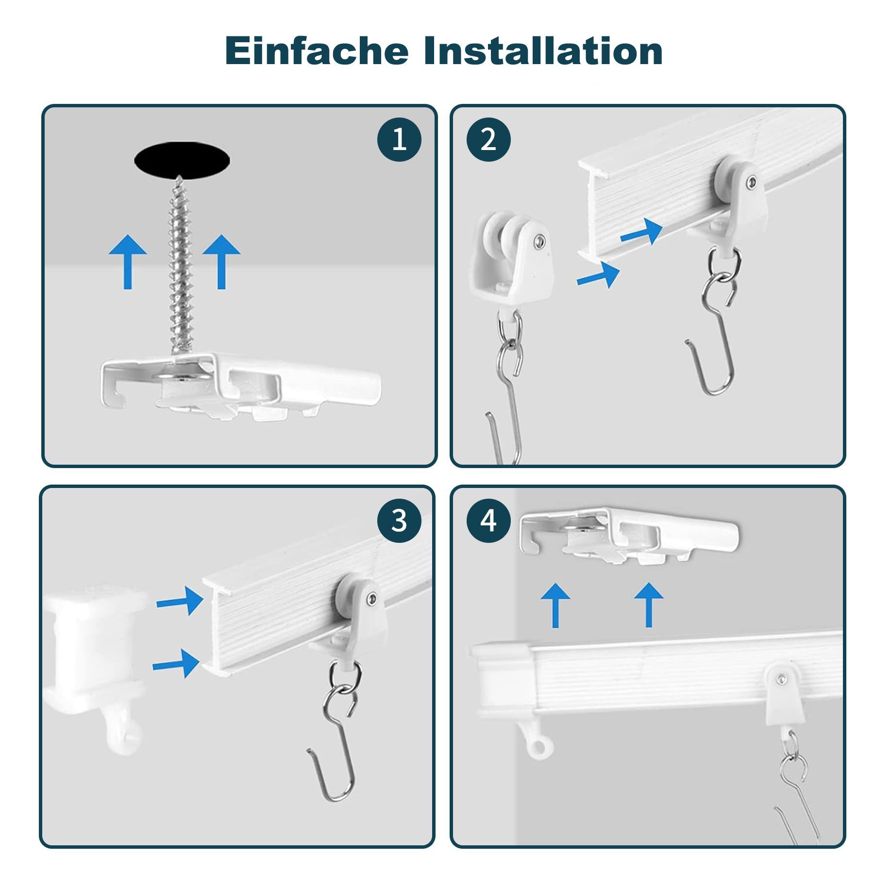 Coonoor Gardinenschiene Biegbares Vorhangschienensystem, Flexible Kurven-Schienen, Deckenmontage, Ideal für verschiedene Fensterformen – Bild 5 von 5