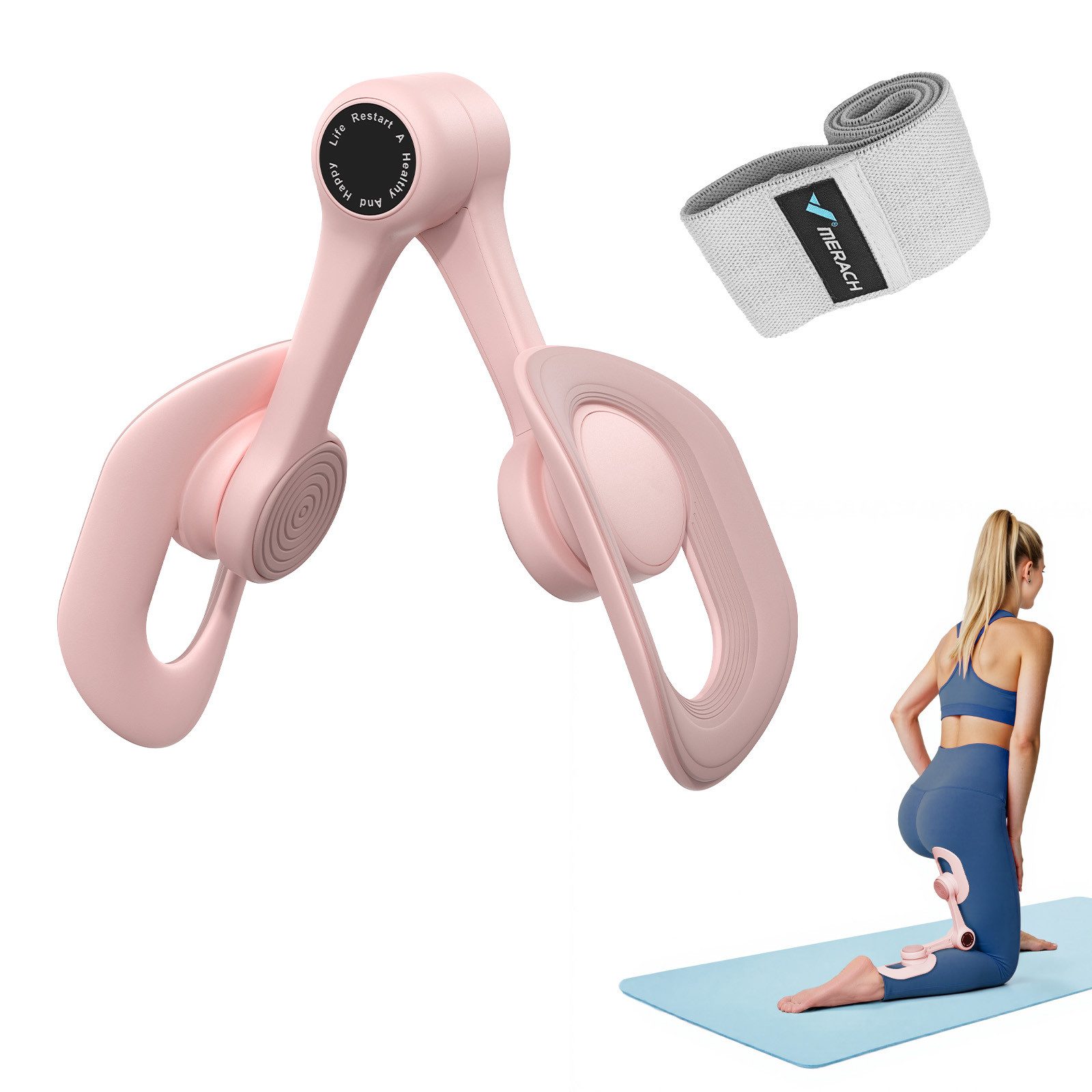 MERACH Beckenbodentrainer zur Stärkung der Tiefenmuskulatur, Multifunktionales Beintrainer Set mit Widerstandsband, 1-tlg., Gezieltes Training bei Blasenschwäche & für den Beckenboden, Für mehr Muskelkraft im Alltag durch einfaches Heimtraining