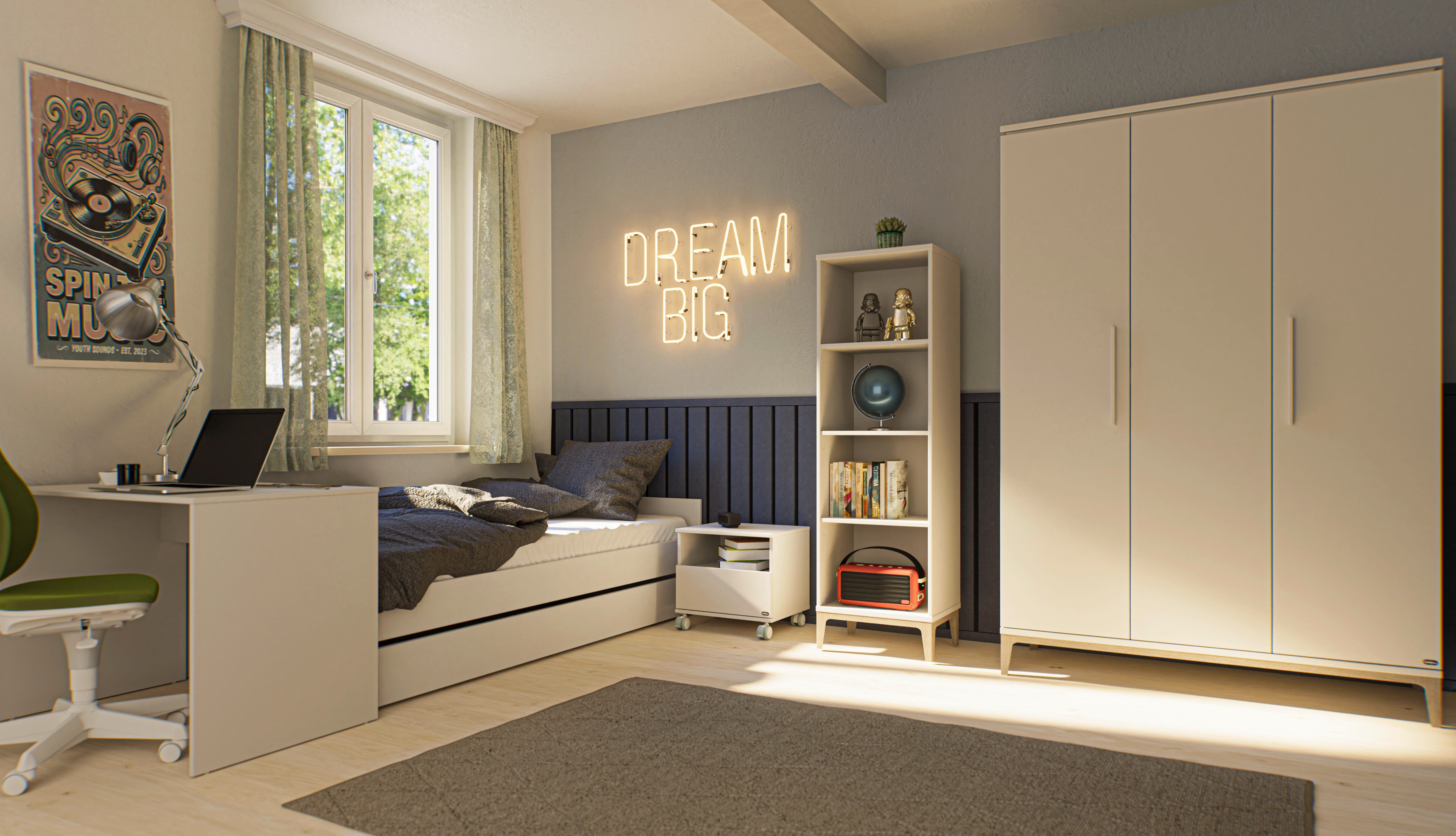 PAIDI Kleiderschrank CUTIE LEA in Weiß, verschiedene Größen, Türen mit Soft-Close-Funktion (B/H/T ca. 95-131/200/52cm, mit 2 oder 3 Türen, Off-White) stabiler Drehtürenschrank aus Holz, mit Kleiderstangen & Einlegeböden