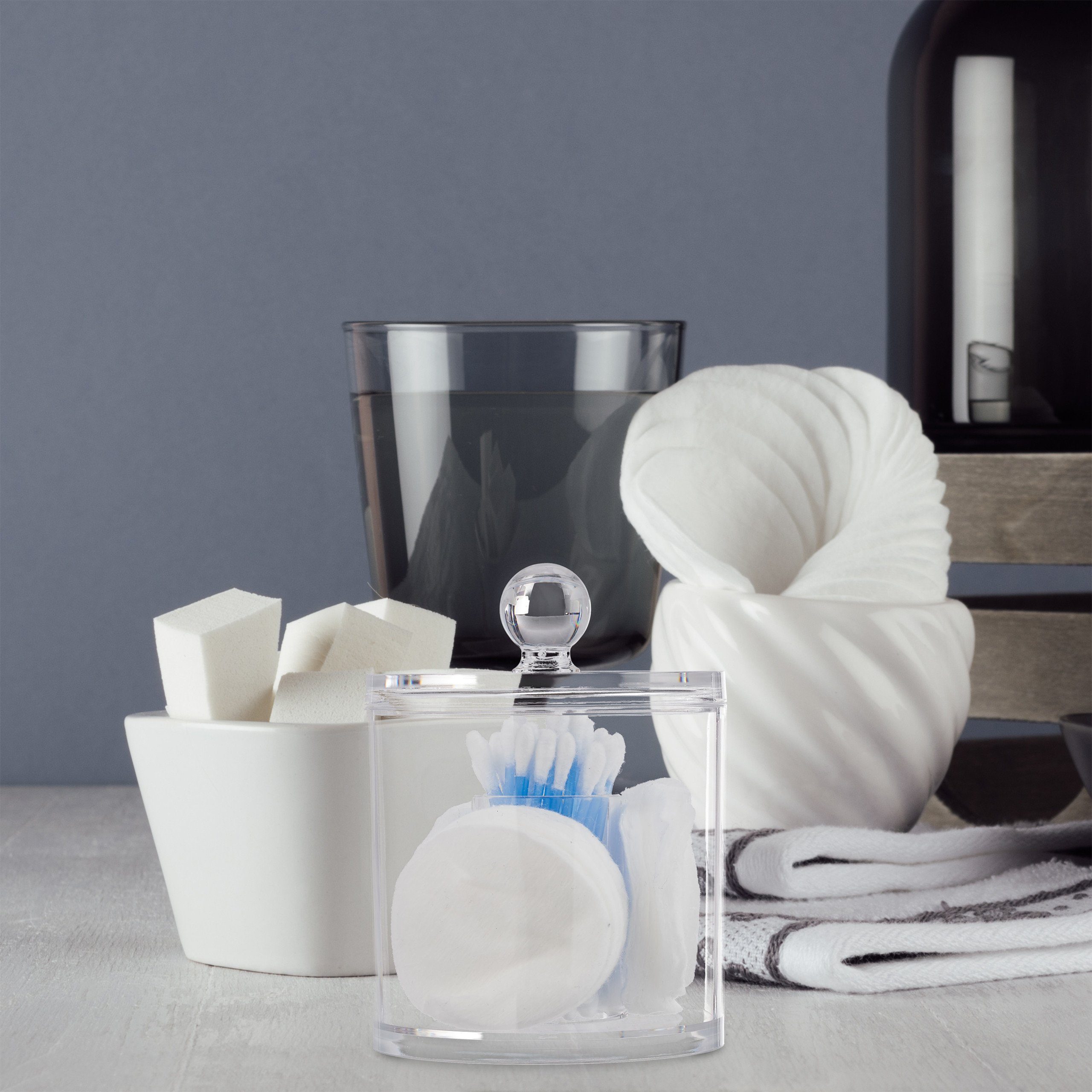 relaxdays Wattestäbchenspender Wattestäbchen Aufbewahrung 3er Set, transpar günstig online kaufen