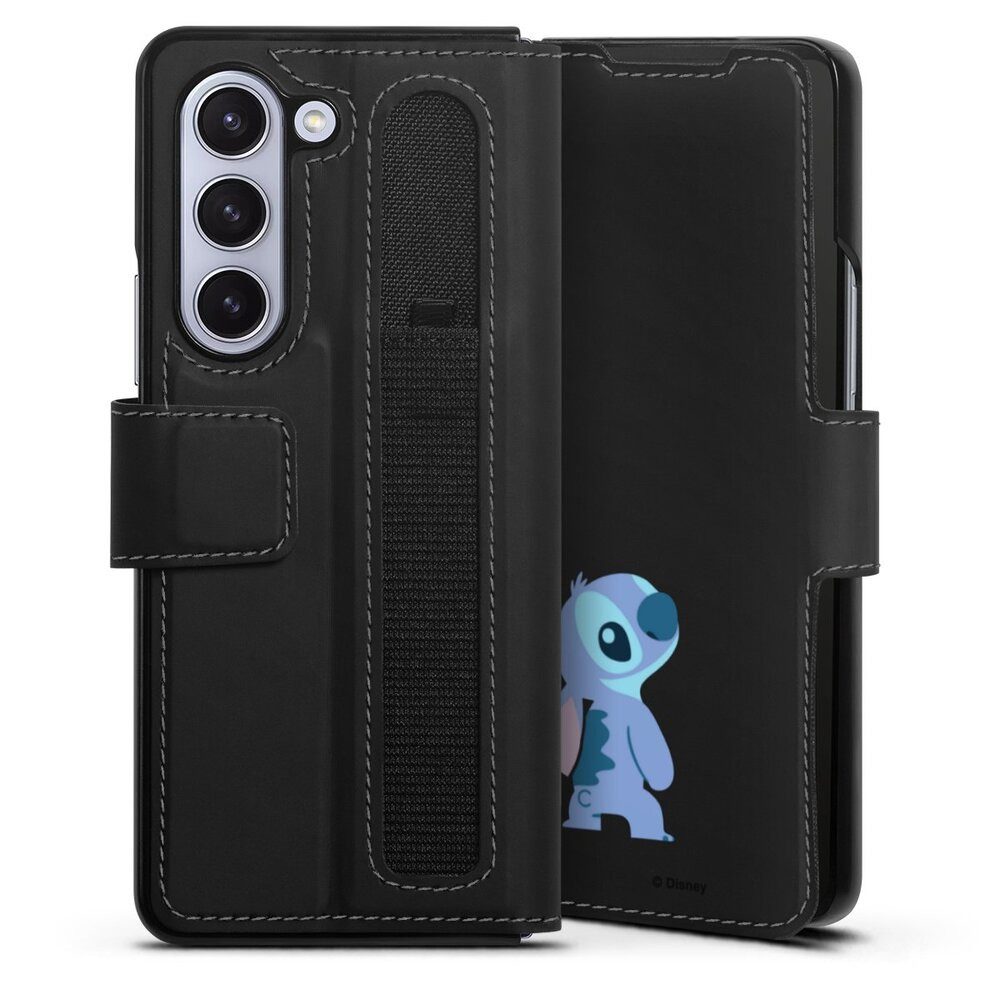DeinDesign Handyhülle Lilo & Stitch Fanartikel Disney Stitch Smiling, Samsung Galaxy Z Fold 5 Hülle Handy Flip Case Wallet Cover