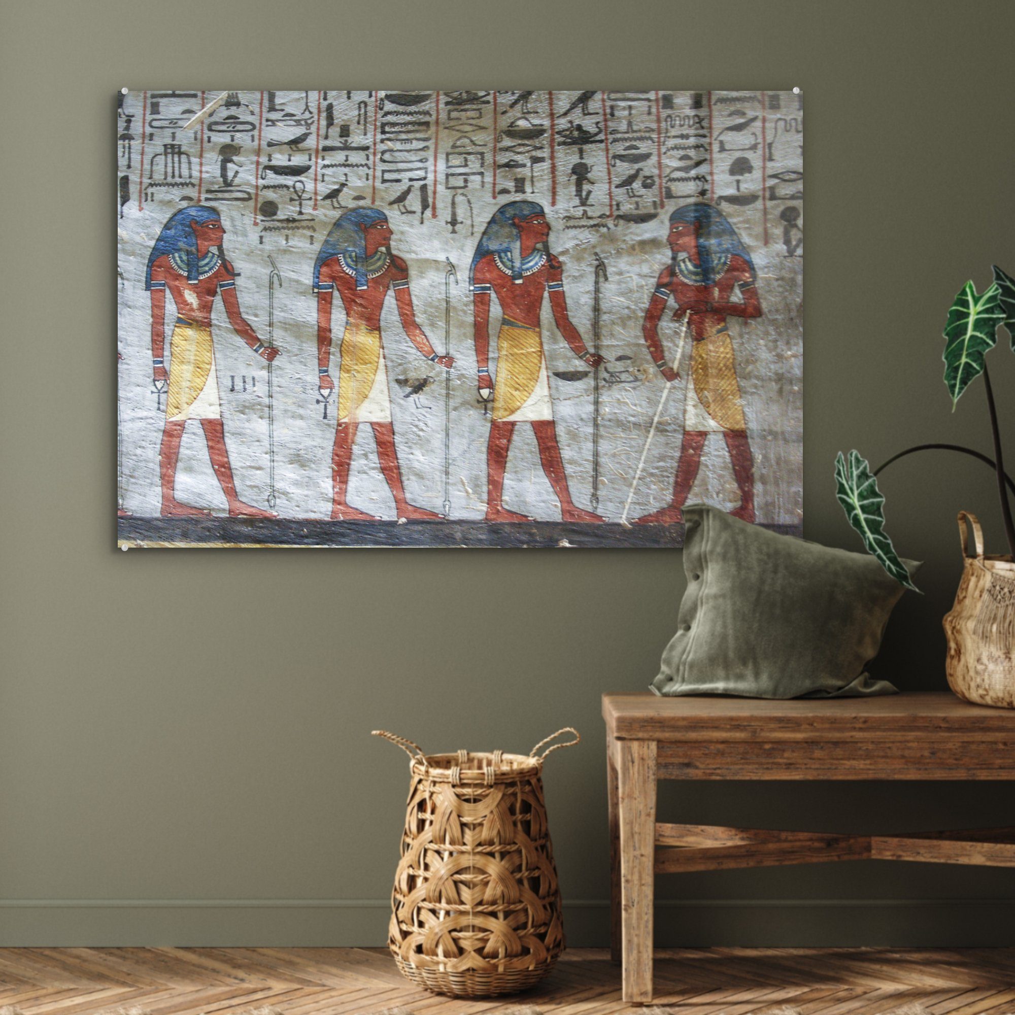 Wand, (1 St), & MuchoWow Wohnzimmer an der Schlafzimmer Acrylglasbilder Pharaonen Acrylglasbild