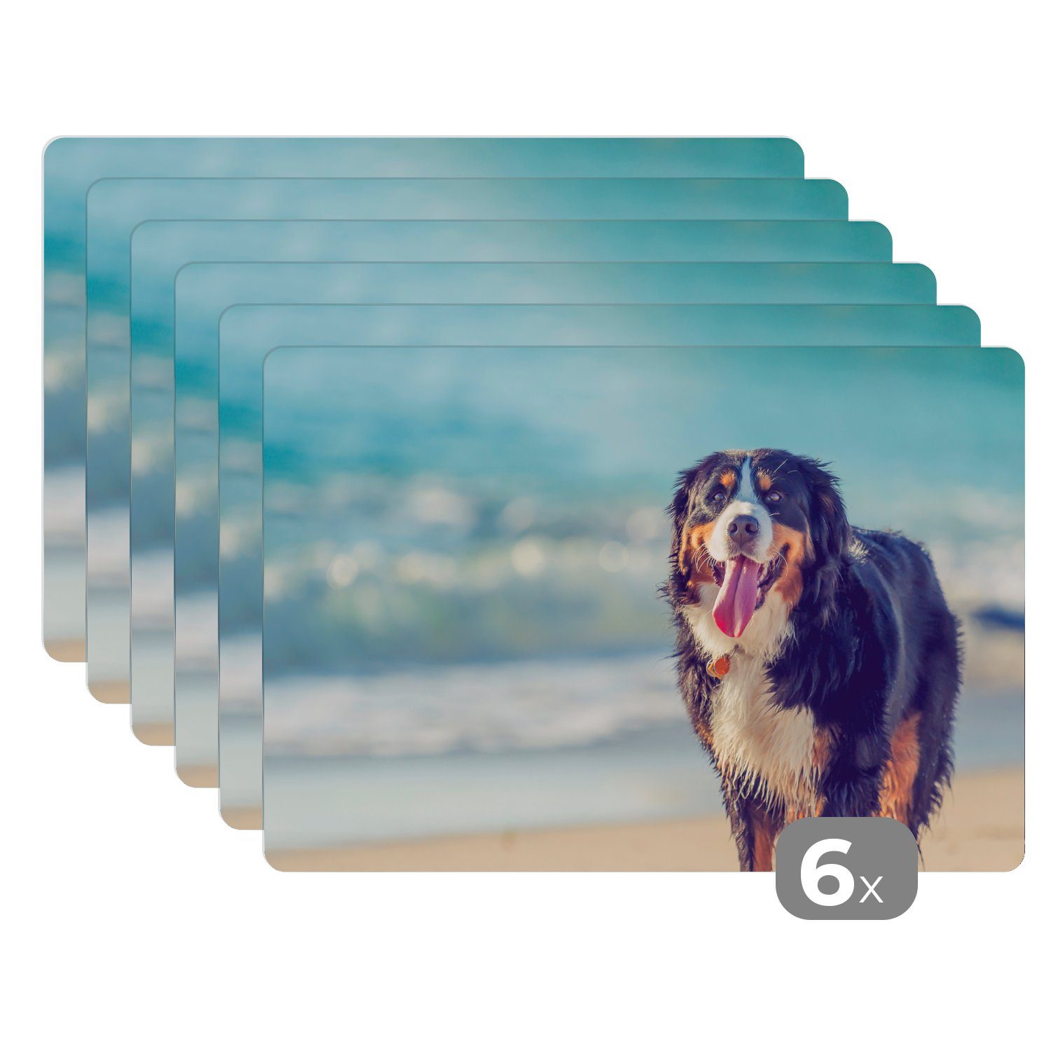 Ein Platzdecken, Platzset, MuchoWow, am Sennenhund Platzset, Berner (6-St), Platzmatte, Schmutzabweisend Spaziergang Tischmatten, beim Strand,