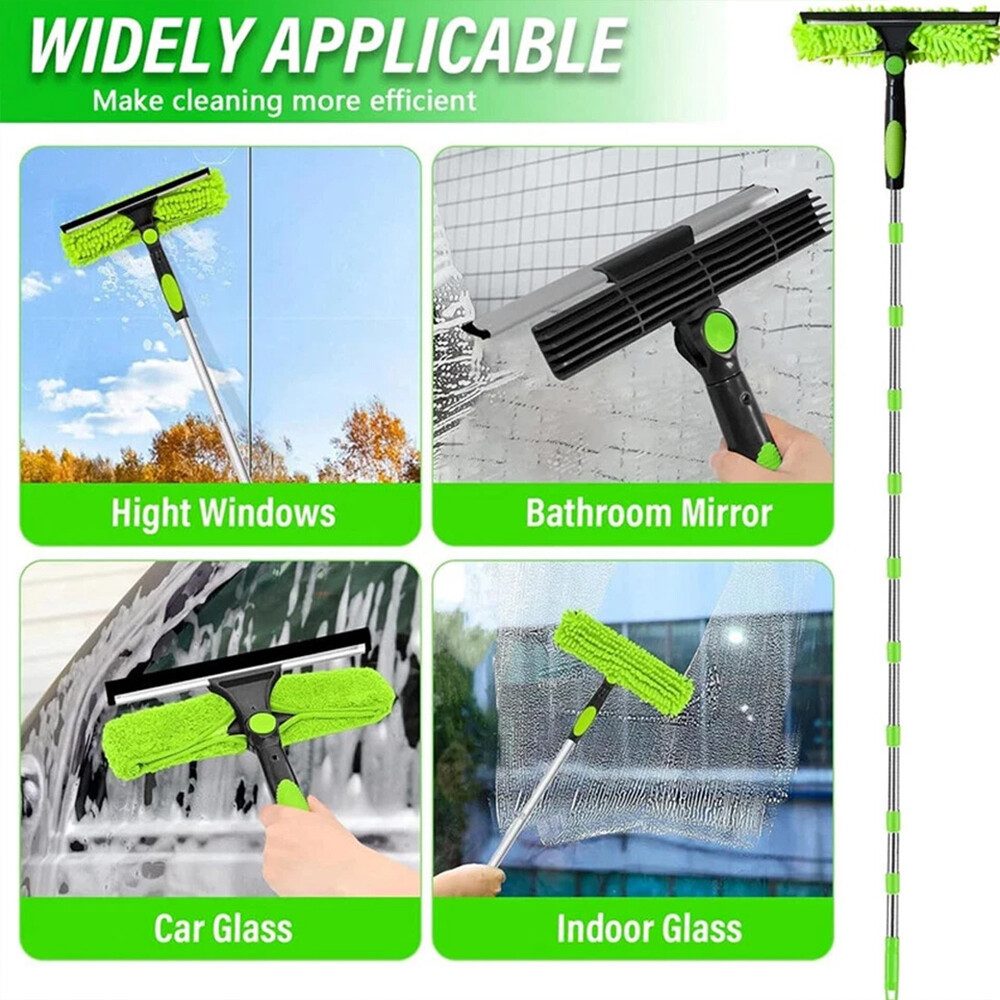 ibettertec Fensterreiniger Fensterreiniger 2in1 Fensterputzer mit Teleskopstange Fensterabzieher, Fensterreinigungsset mit 2 Wischmopps für Bad, Fenster, Glas – Bild 5 von 5