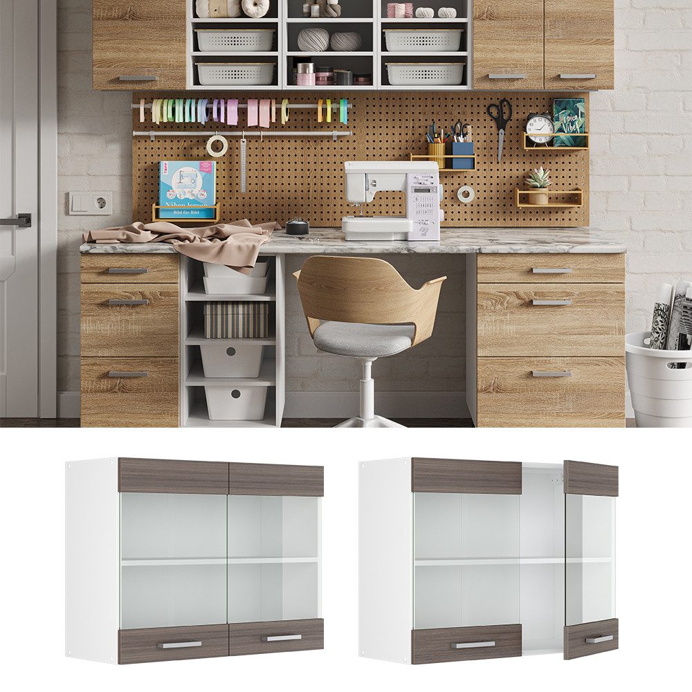Vicco Schranksystem R-Line, Grau/Weiß, 80 cm günstig online kaufen