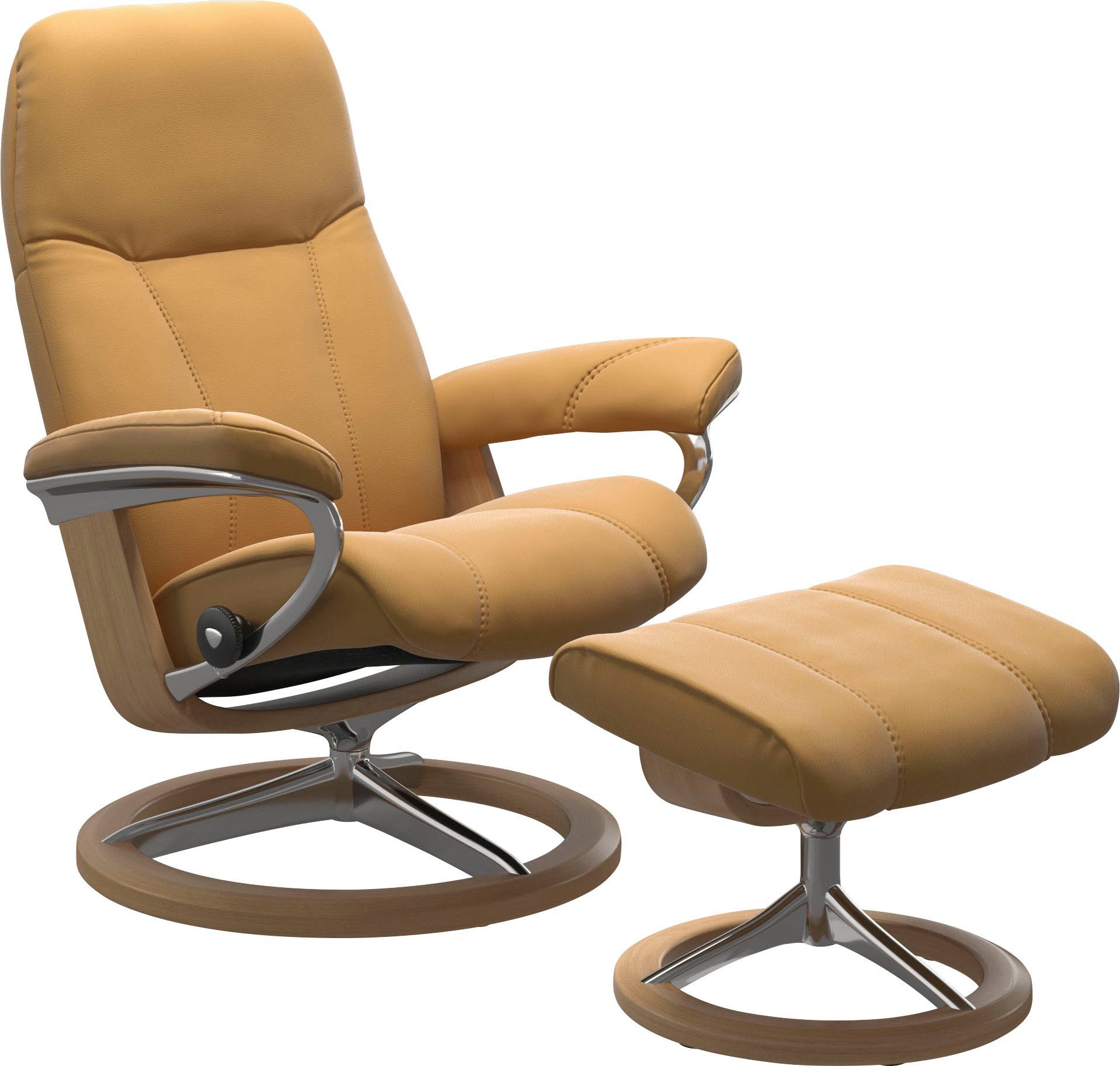 Stressless® Relaxsessel Consul (Set, Relaxsessel mit Hocker), mit Hocker, mit Signature Base, Größe S, Gestell Eiche