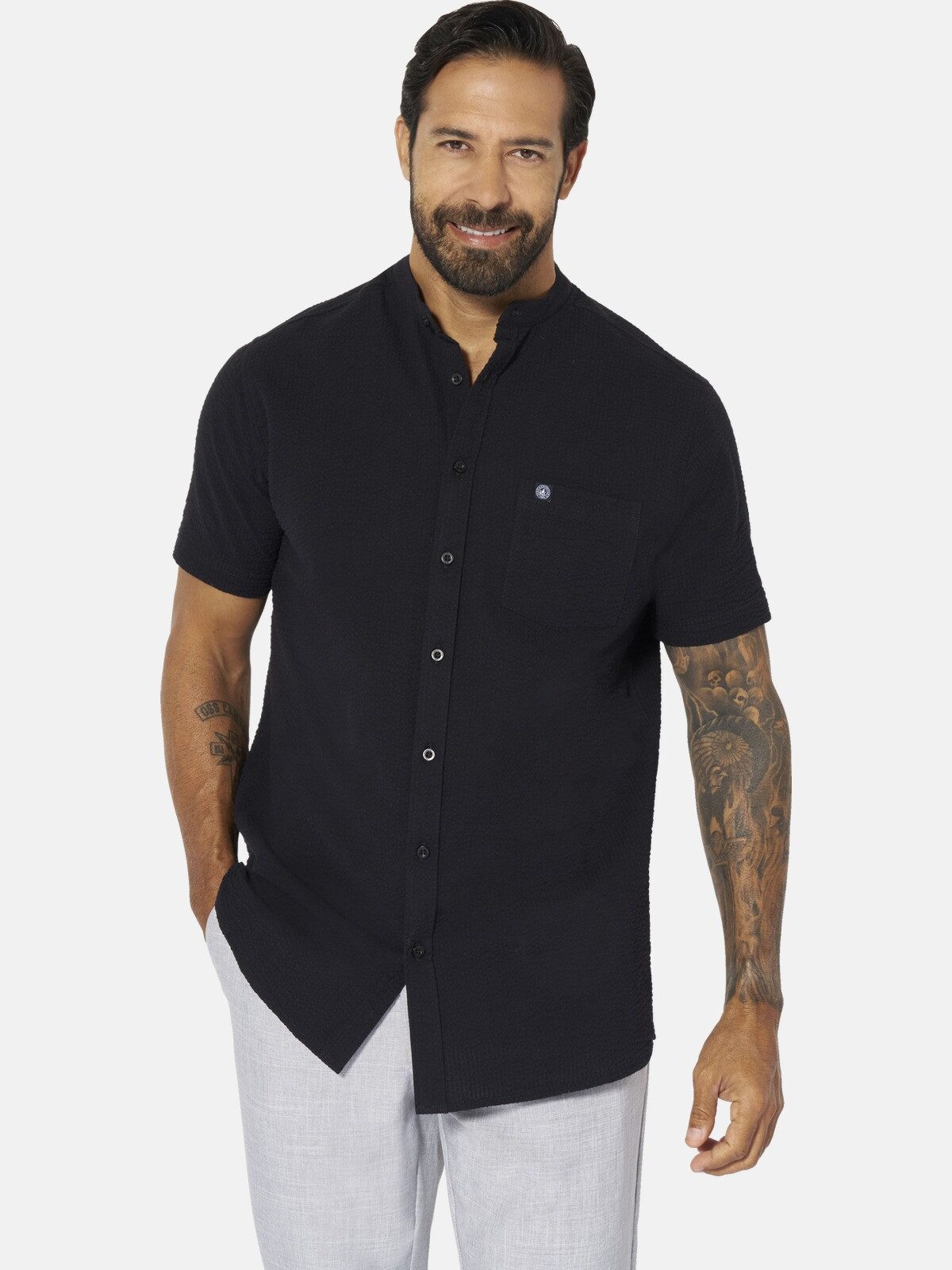 Jan Vanderstorm Kurzarmhemd ALBART in einfarbiger Optik günstig online kaufen