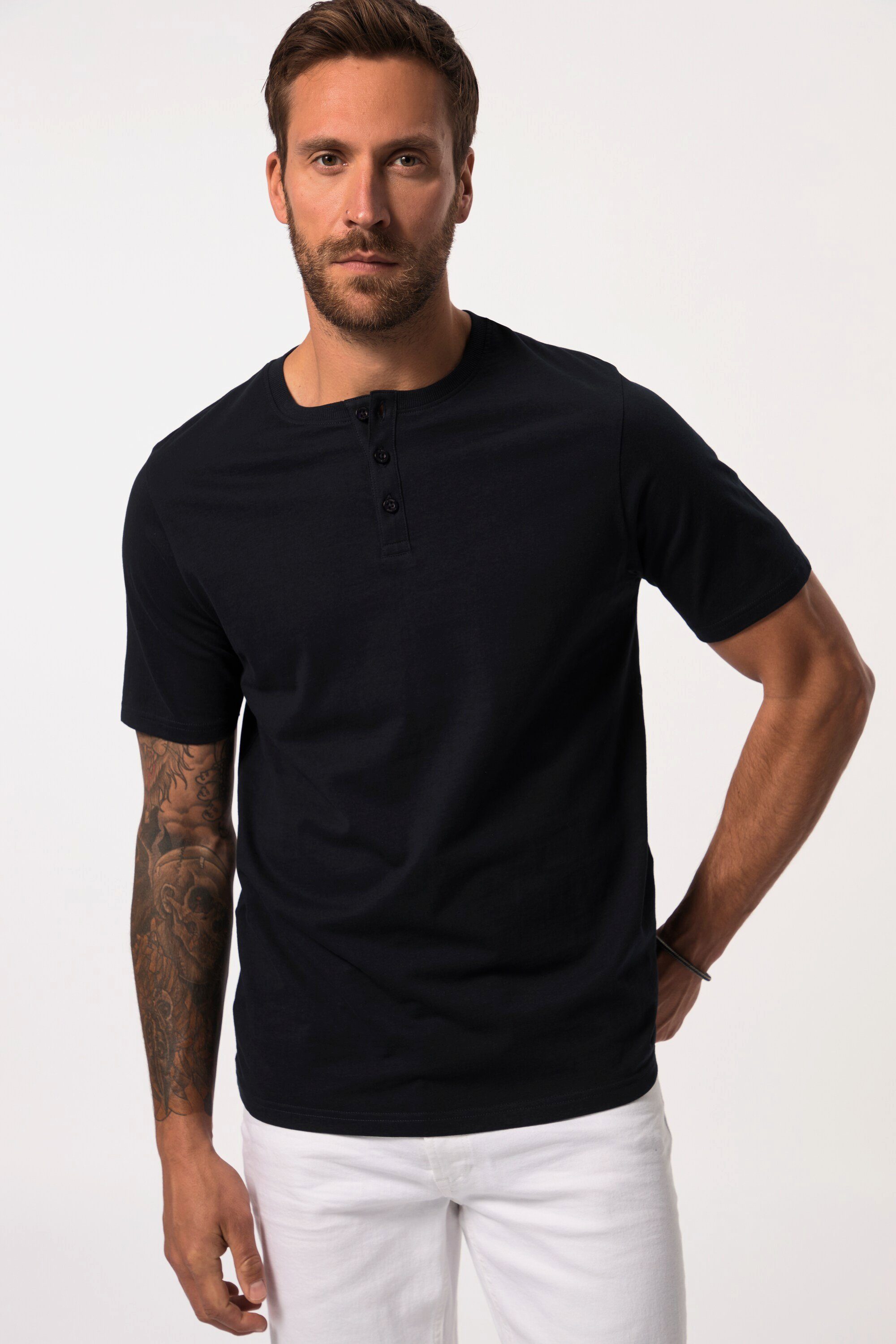 JP1880 T-Shirt JP1880 Henley Basic Knopfleiste Halbarm bis 7 XL günstig online kaufen