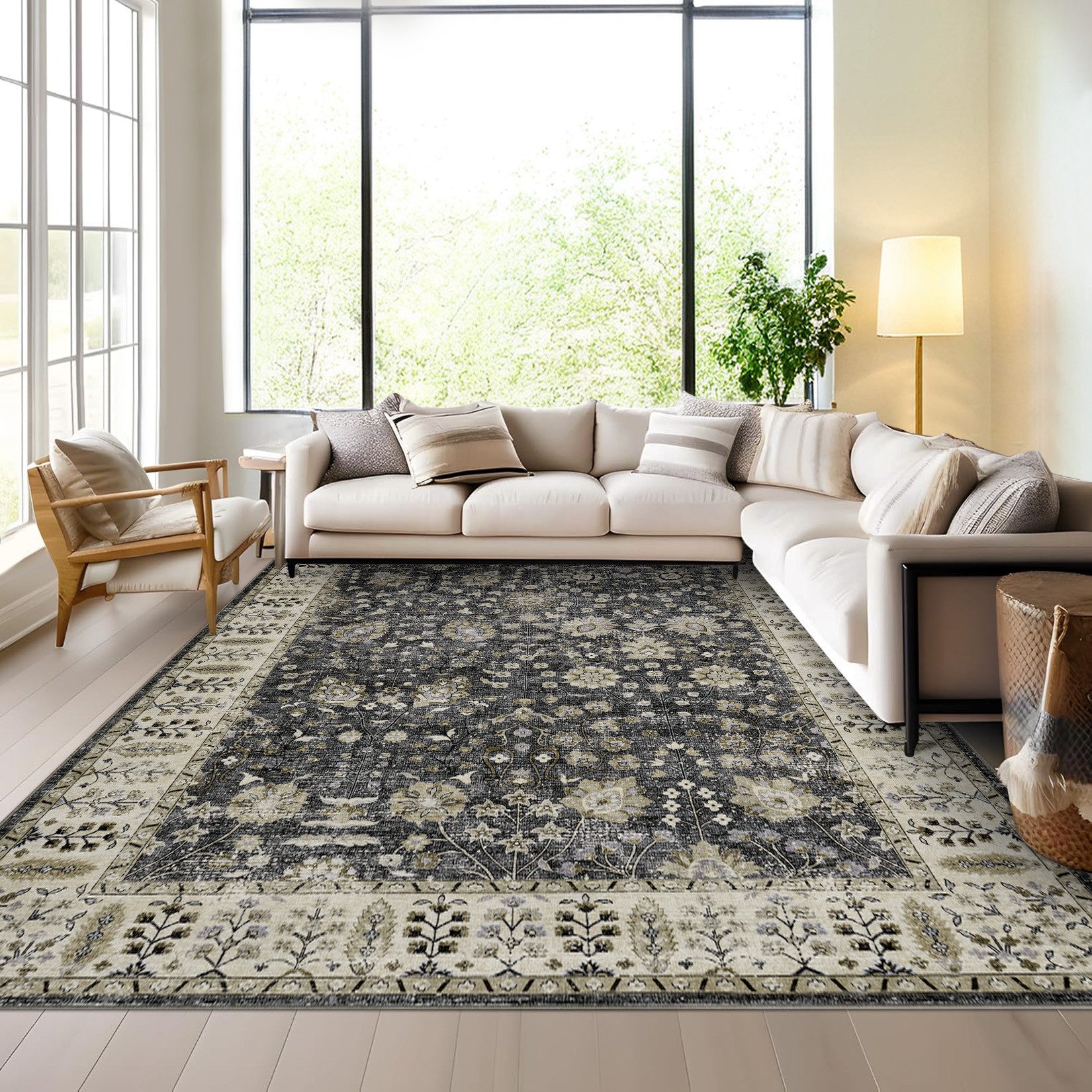 GarveeMore Teppich Maschinenwaschbarer Boho Rutschfester Teppich
