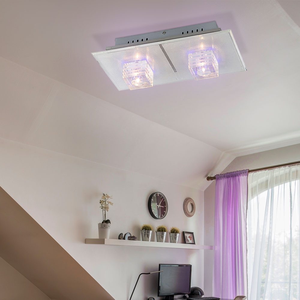 GLOBO LIGHTING LED Deckenleuchte, Leuchtmittel nicht inklusive, Farbwechsel, Deckenlampe Wohnzimmerleuchte Deko-LEDs Farbwechsel Fernbedienung 2xG4