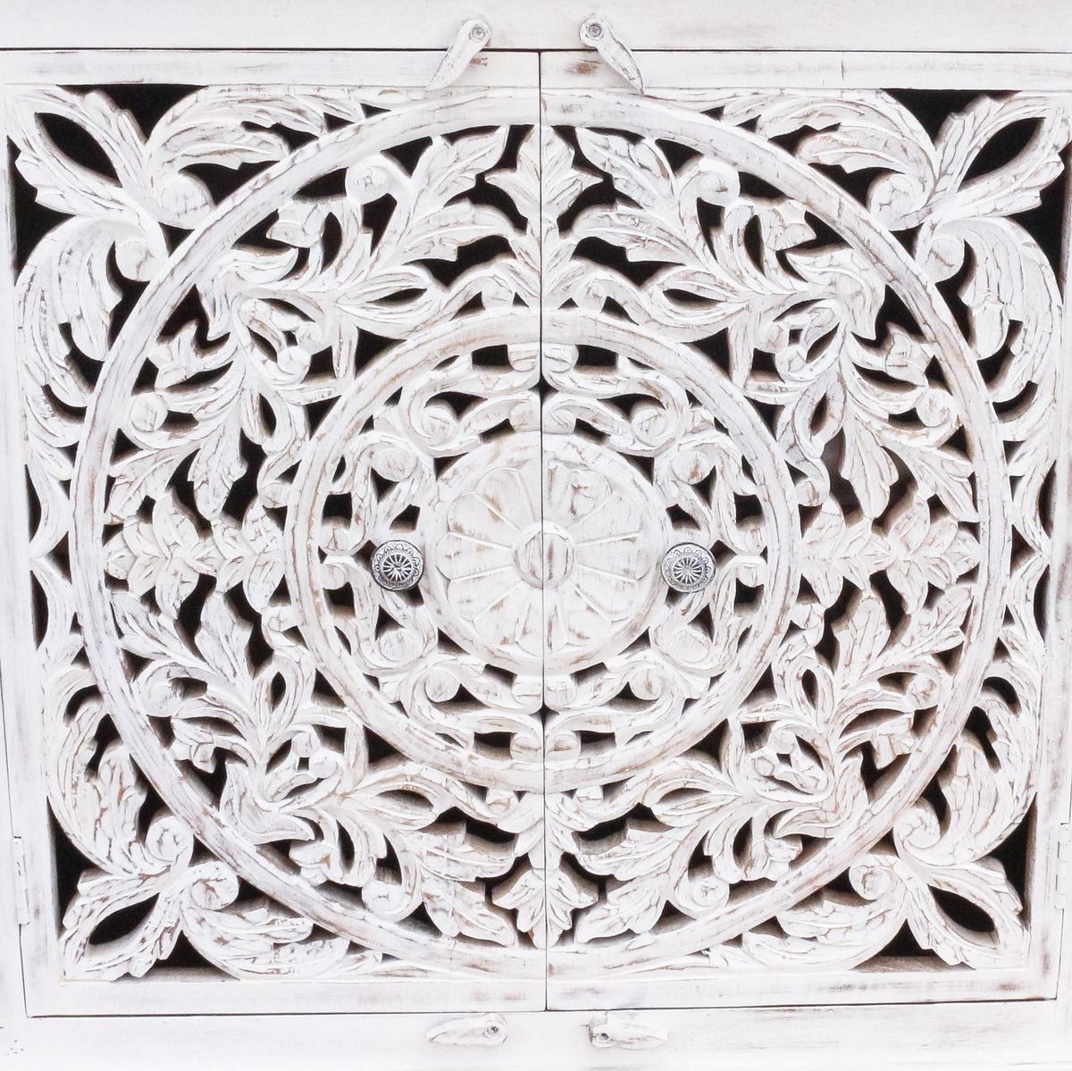 Oriental Galerie Unterschrank Weiß Whitewash Sideboard Mira Weiß 180 cm