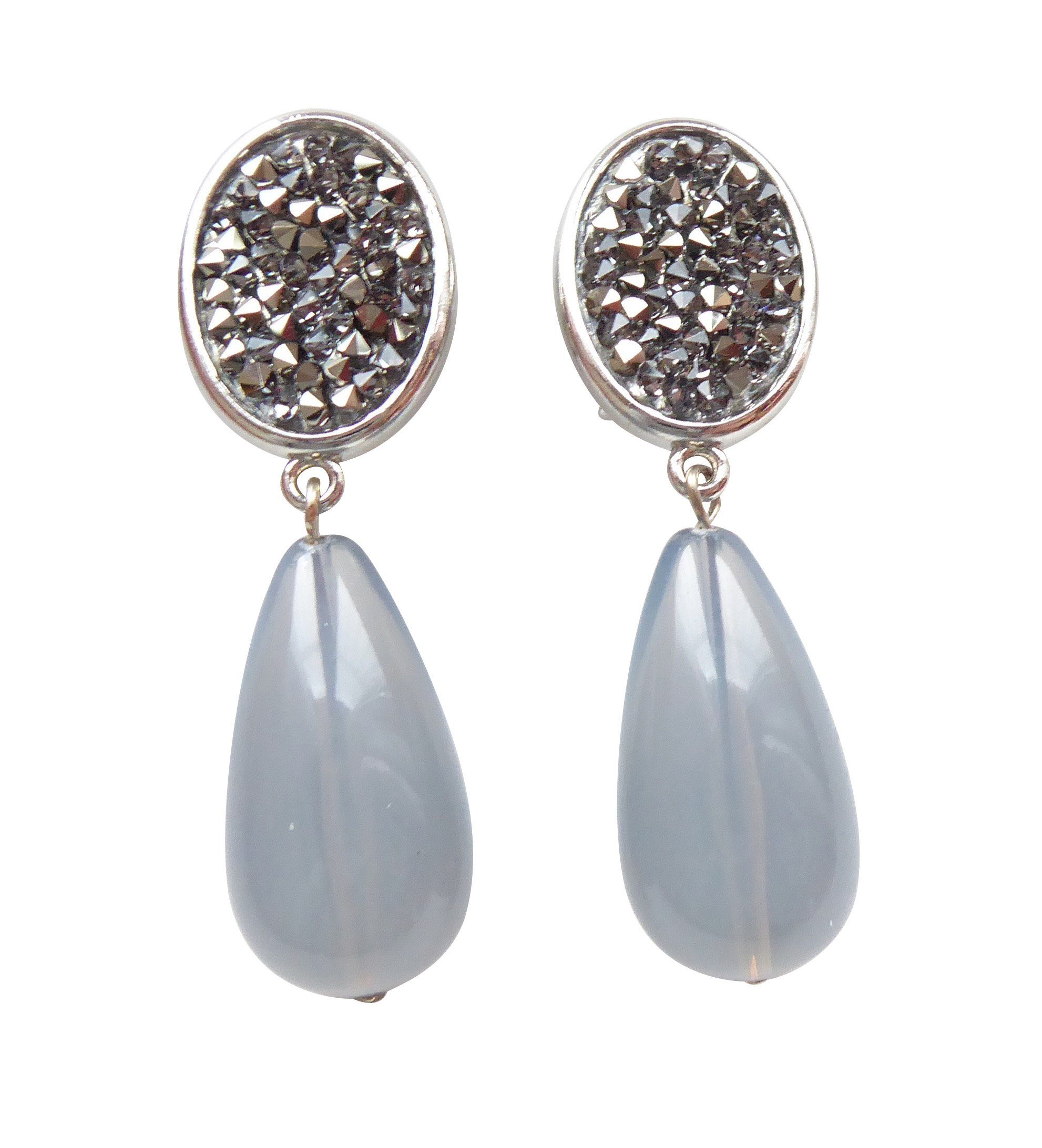 Mugello Paar Клипсы Elena Clips grau-mondstein (silber) Eyecatcher festlich glitzernd, made in Germany Designer JustWin, Statementohrringe