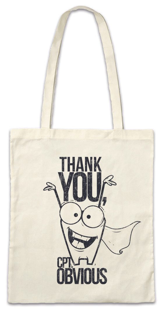 Beuteltasche Thank You Captain ObVIous Stofftasche Obvious Geek Nerd Fun Science
