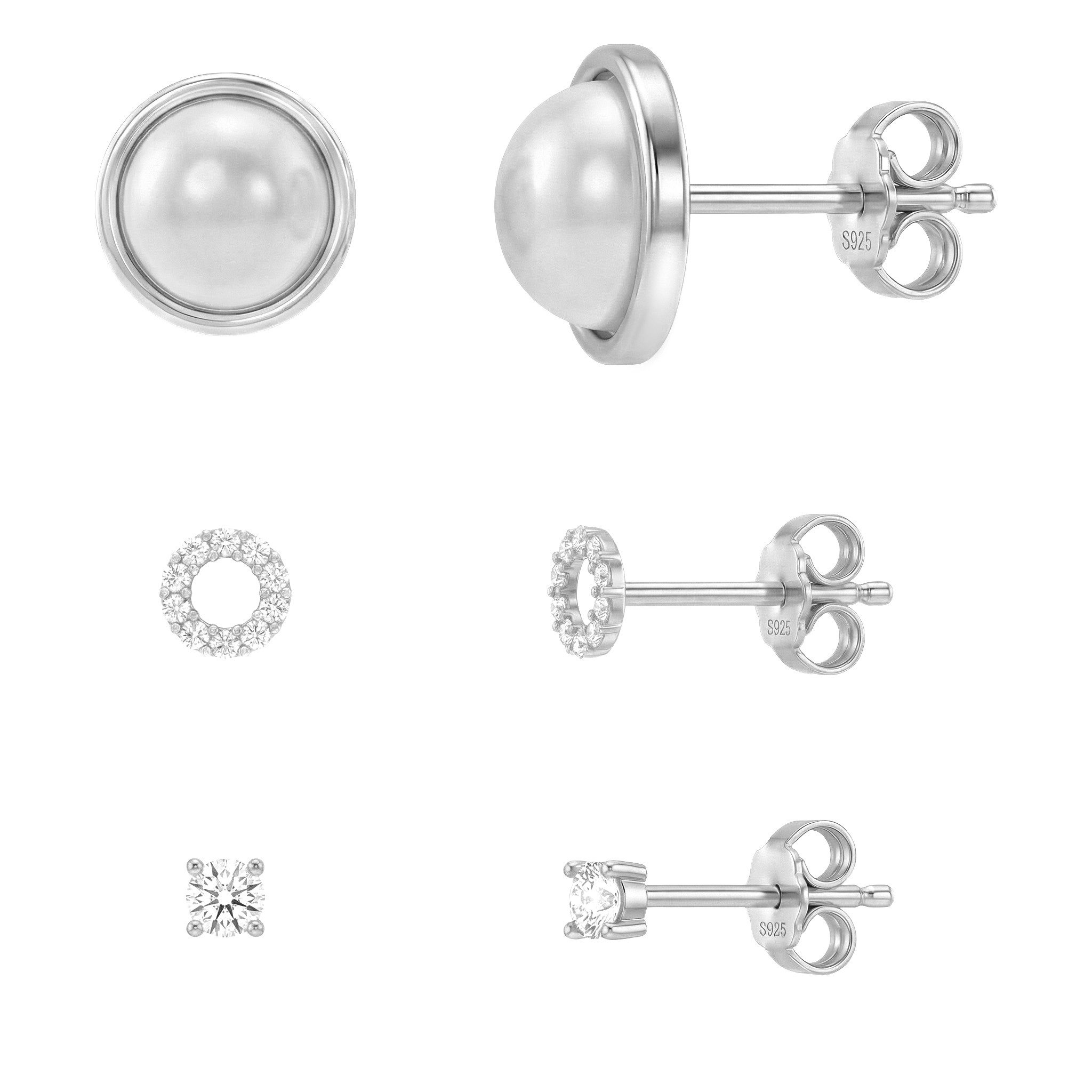 Sofia Milani Schmuckset Perle Kreis Zirkonia (6 Teile)