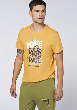 Oklahoma Jeans Print-Shirt mit Schriftzug im Mountain-Look
