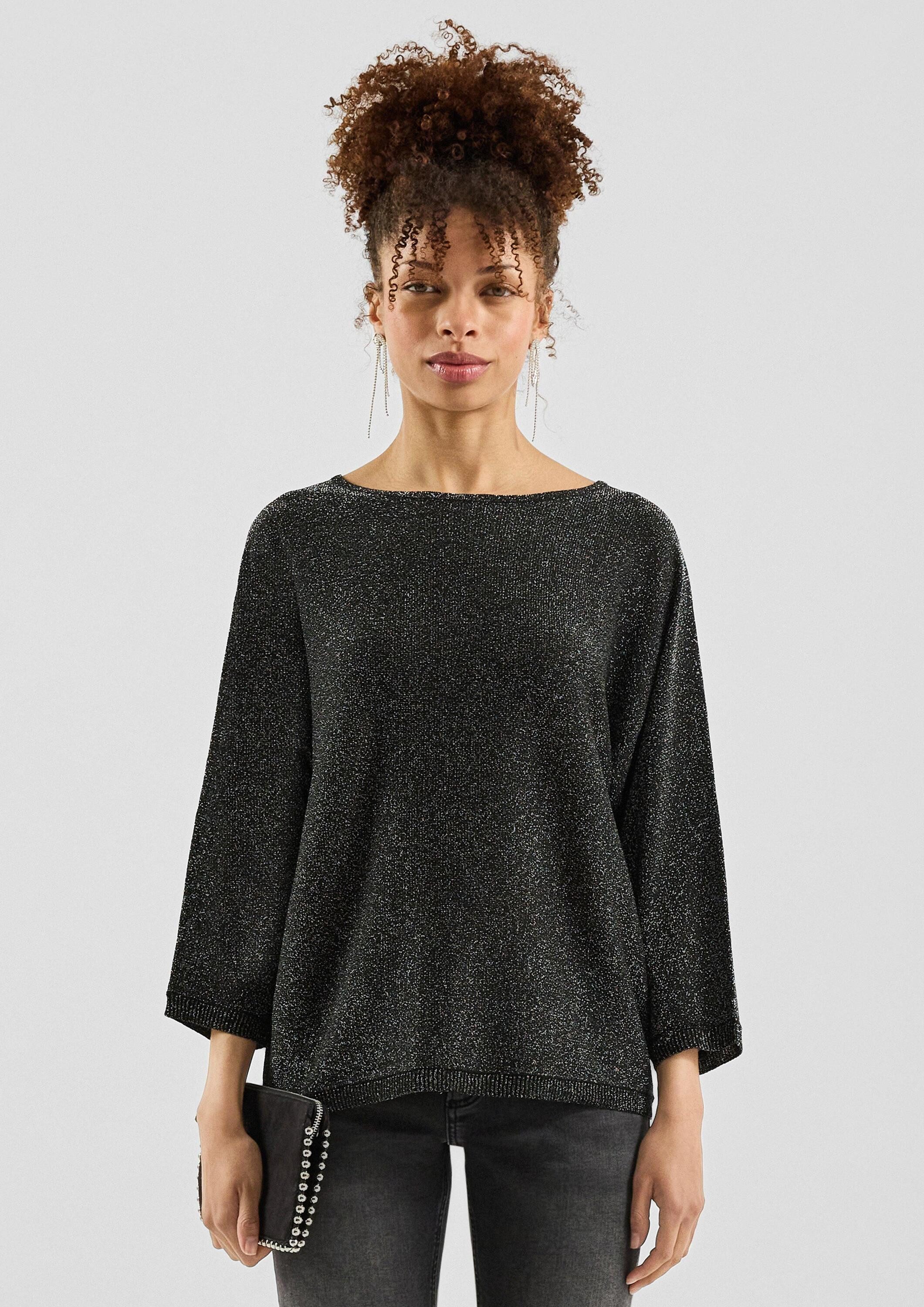 QS 3/4 Arm-Pullover Strickpullover Pullover in Glitzeroptik