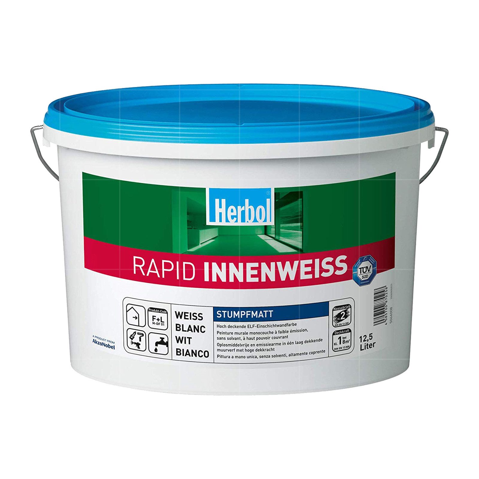 Herbol Wandfarbe Rapid Innenweiss - 12.5 Ltr (Stumpfmatt Weiss)