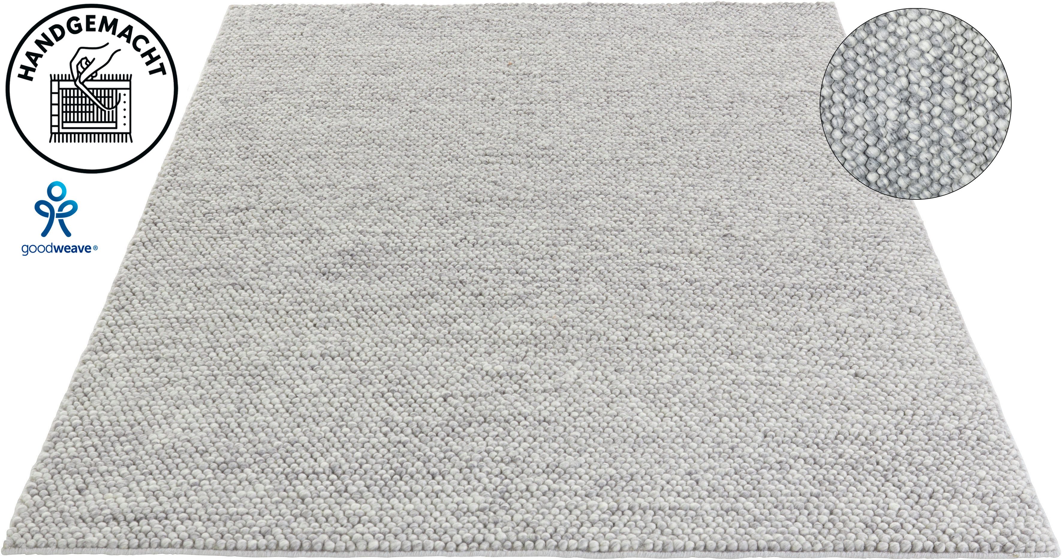 LeGer Home by Lena Gercke Wollteppich Ainhoa, handgewebt, Wolle, rechteckig, Höhe: 12 mm, einfarbig, Wolle, Teppich, Wohnzimmer, Schlafzimmer, Esszimmer