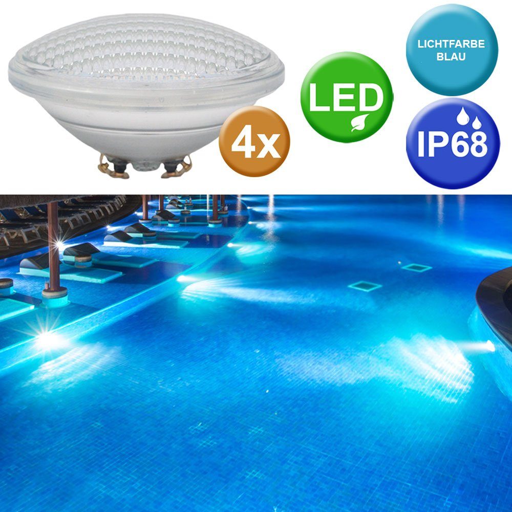 LED-Leuchtmittel, Bad 4x Scheinwerfer Pool etc-shop Schwimm Leuchtmittel Lichter SMD LED Becken
