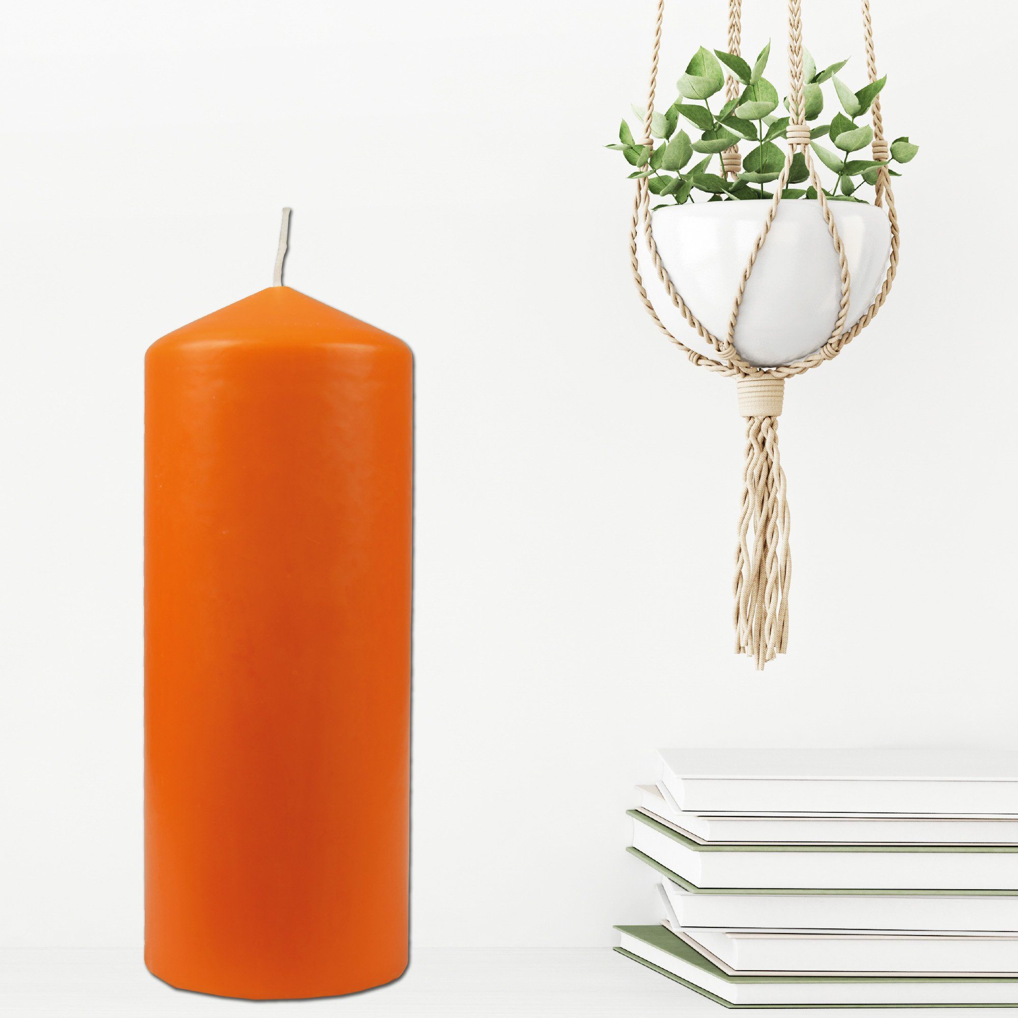 HS Candle Stumpenkerze Blockkerze (3-tlg), Wachskerzen Ø8cm x 20cm - Kerze in vielen Farben