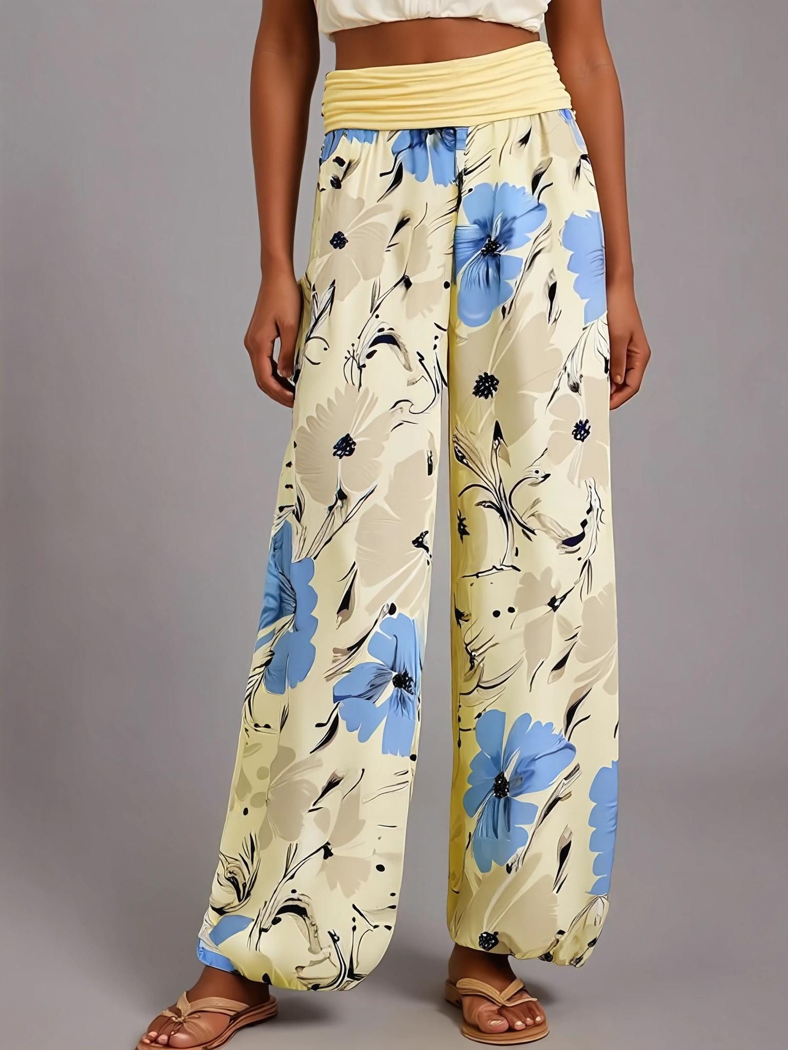 malito more than fashion Haremshose Pumphose Blumen Print 1485 atmungsaktive Freizeithose mit Blumen Print