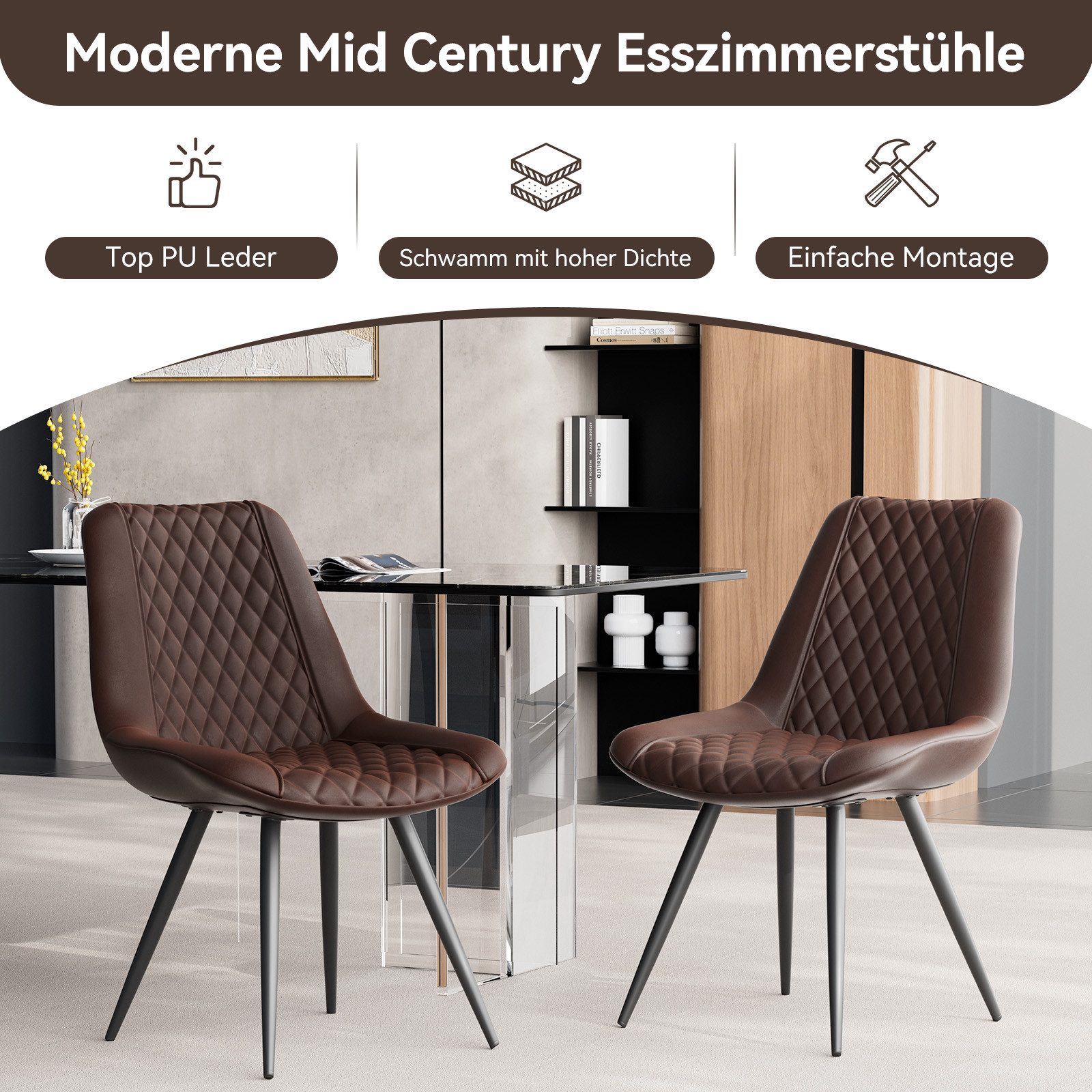 HawthyHome Esszimmerstuhl Set of 2 Kunstleder günstig online kaufen