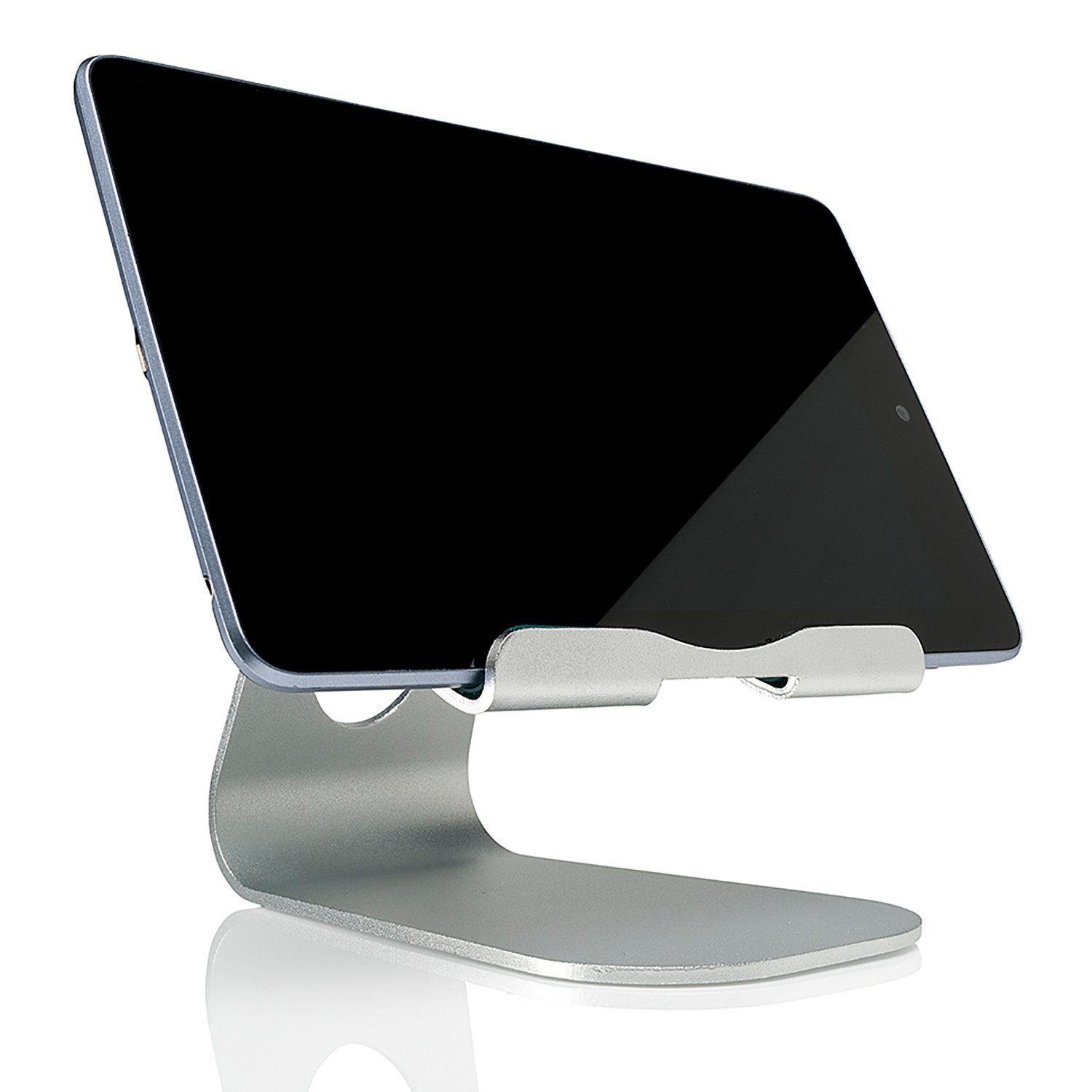 SLABO Tablet-Halterung universelle Tablethalterung Universal für alle Tablets, iPads etc. "Aluminium" Universell Stand Holder - SILBER