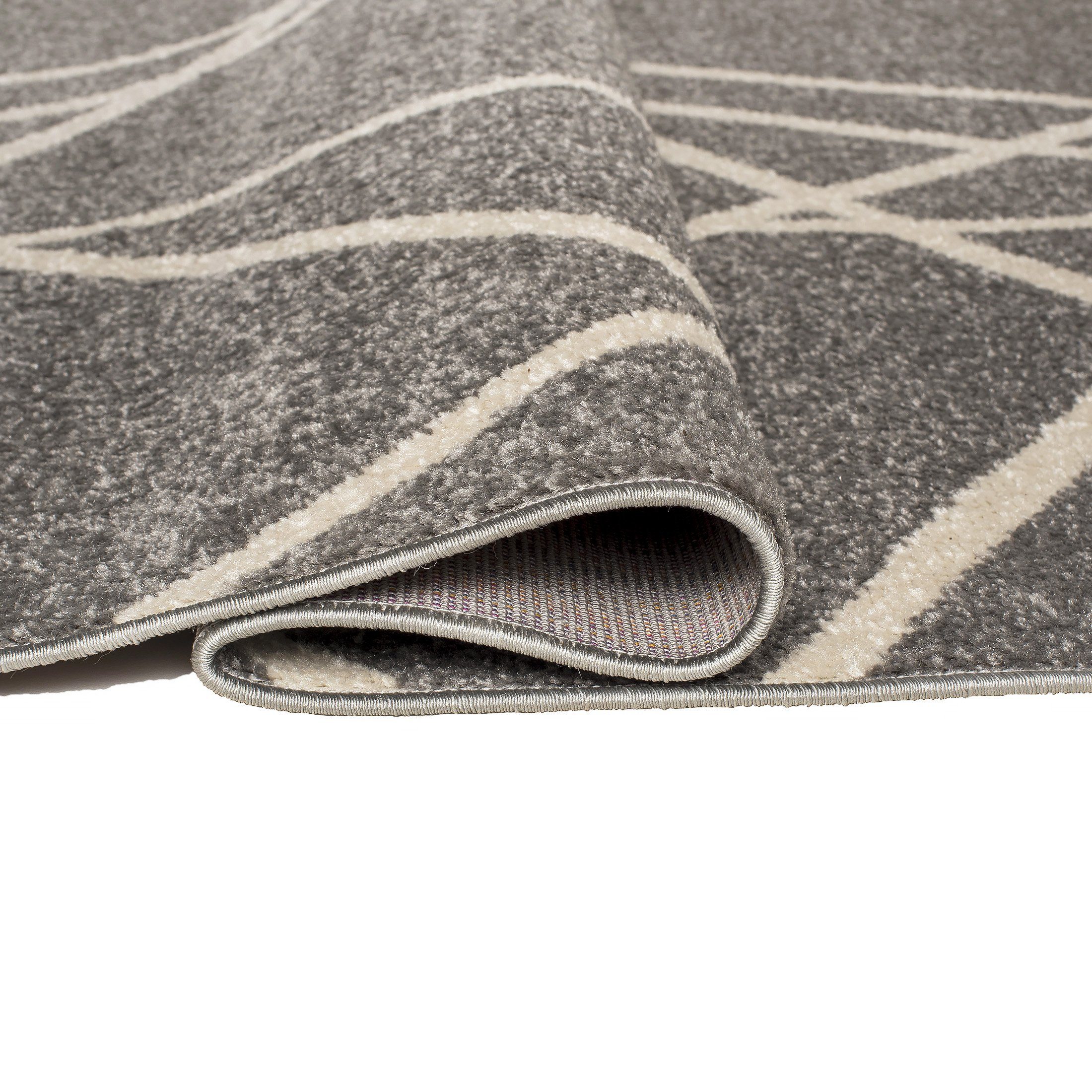 150 Grau Fußbodenheizung, Geometrisch Mazovia, für 80 cm, farbe mm, - Muster Designteppich Geeignet x Teppich 7 Kurzflor Kurzflor, Modern Höhe