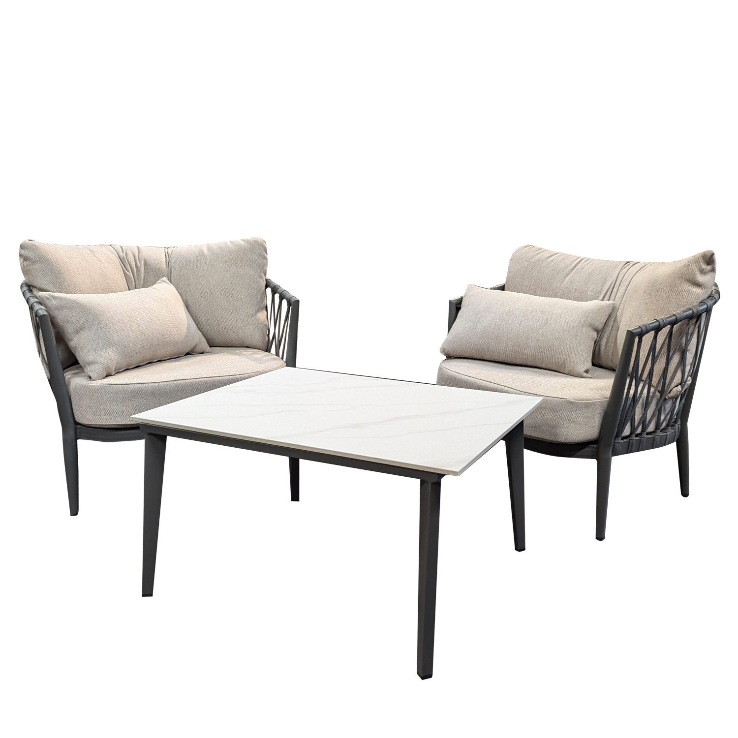 osoltus Gartenlounge-Set osoltus Vienna Lounge Gartenmöbel 2 Sessel und 1 Tisch Anthrazit