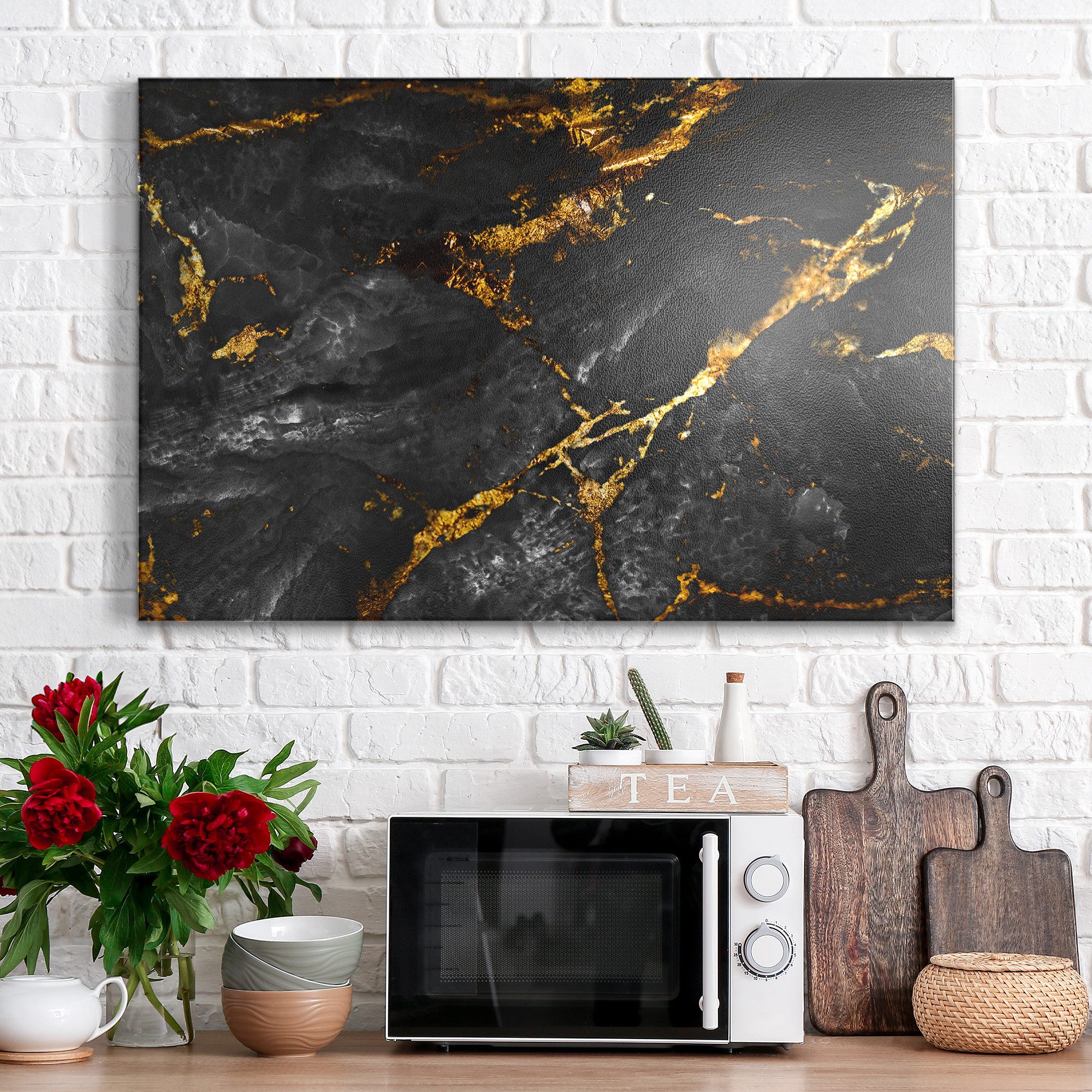 DEQORI Magnettafel 'Veredelter Naturstein', Metall Whiteboard für alle Magnete, Magnetboard magnetisch
