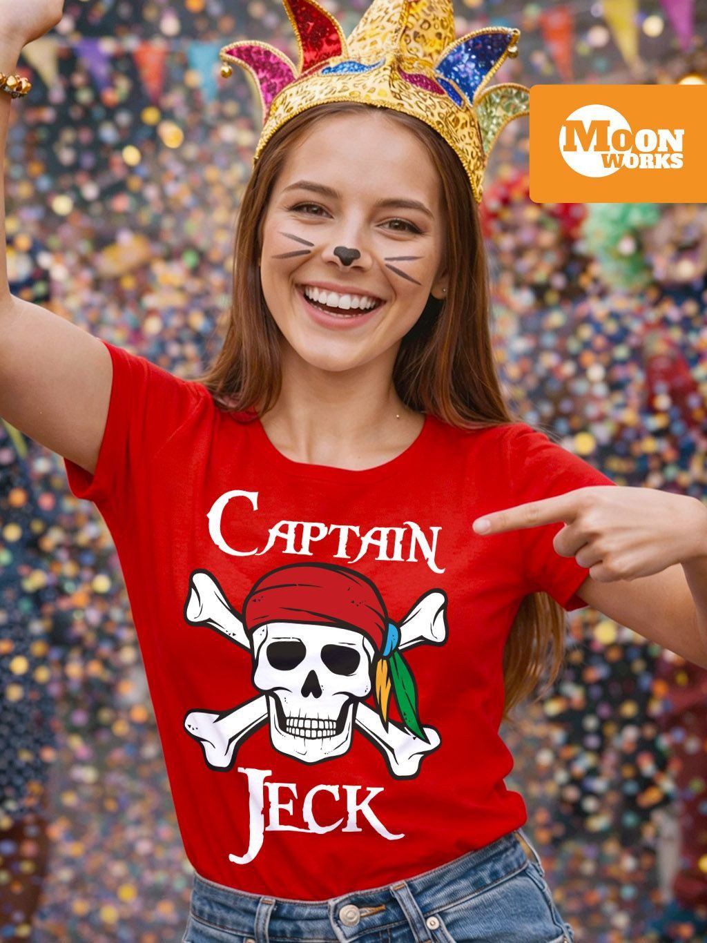 MoonWorks Print-Shirt Damen T-Shirt Fasching Karneval Pirat Captain Jeck Ko günstig online kaufen