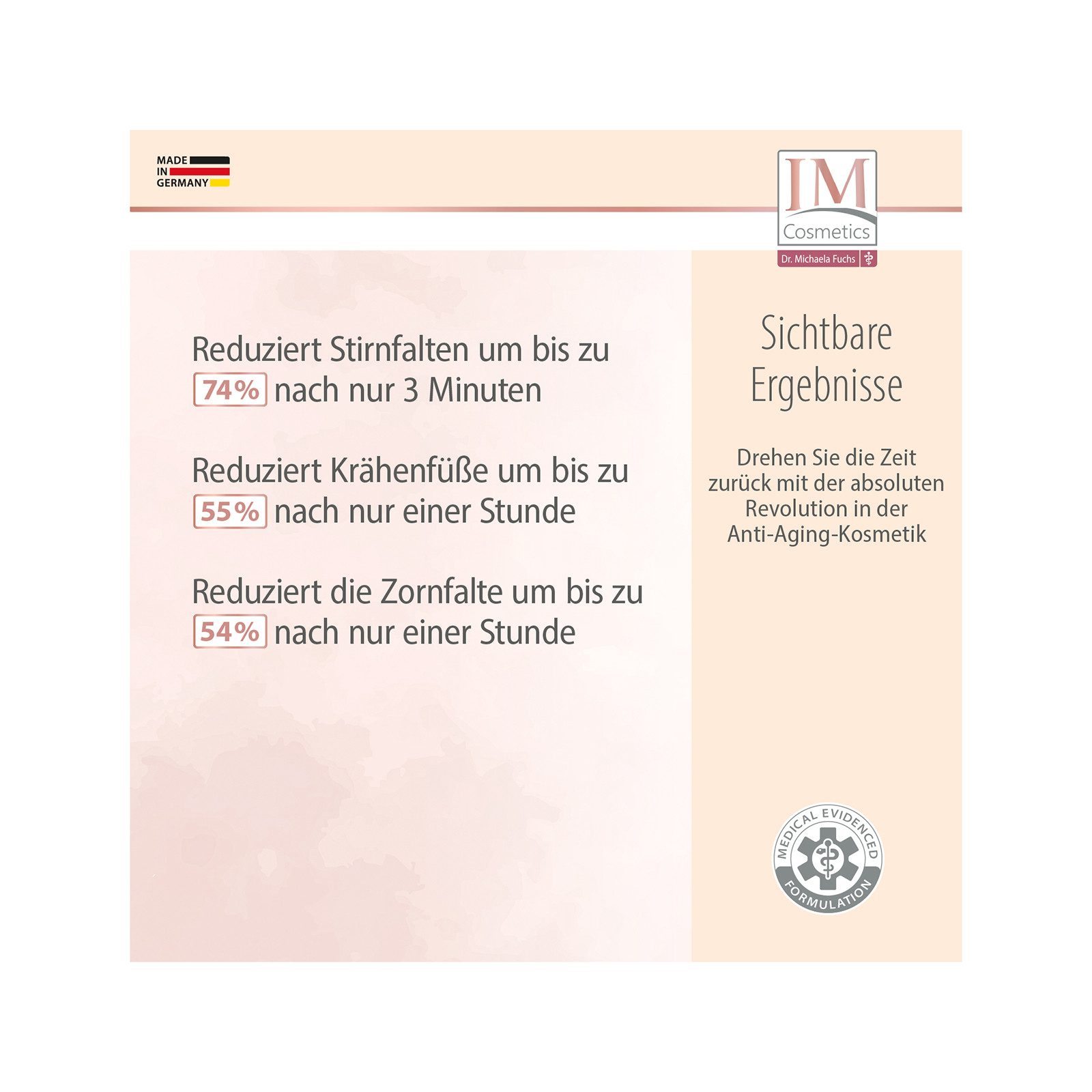 Genius Gesichtspflege IM Cosmetics NAD+ Elastin Gesichtscreme 50 ml Dr. Michaela Fuchs, verbessert sdie Hautdichte, die Konturen wirken gefestig