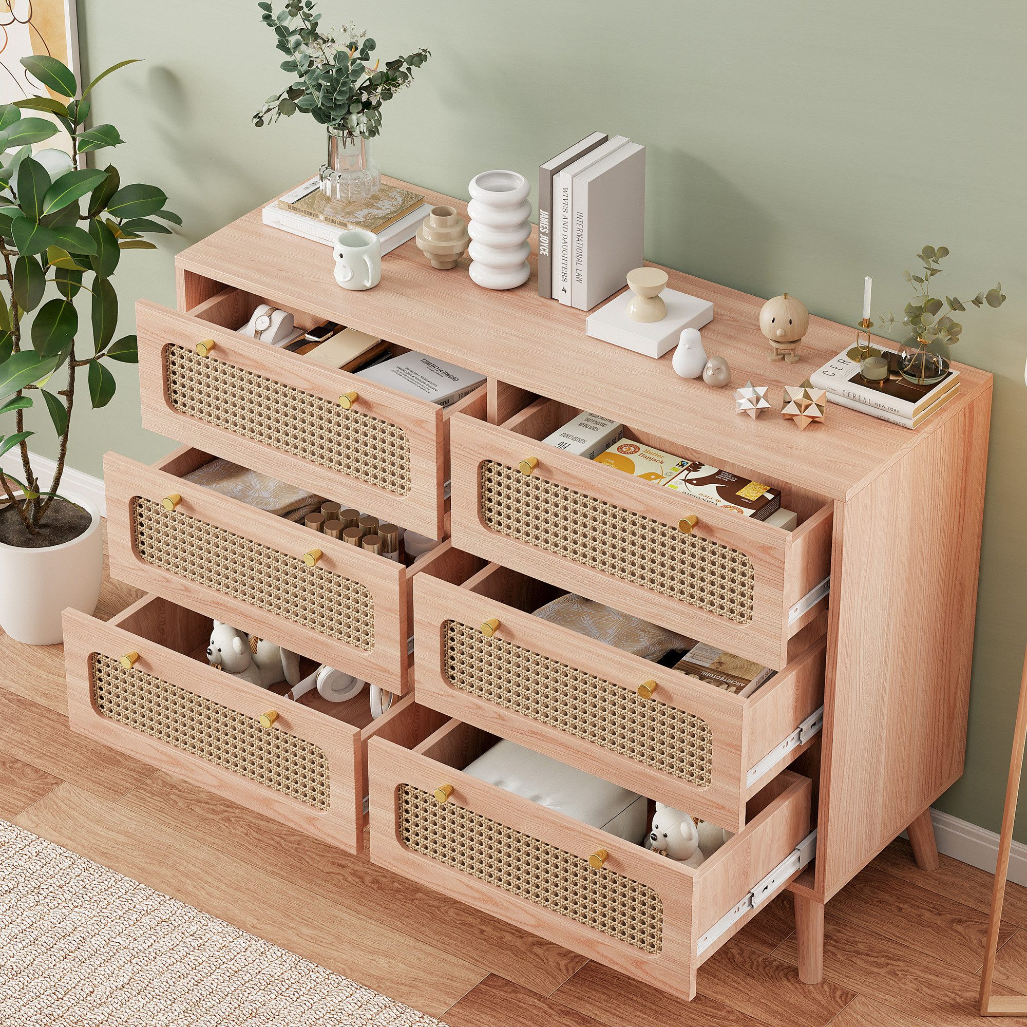 FUROKOY Sideboard Kommode Holz Mit rutschfesten Tischbeinen und Kippschutzv günstig online kaufen